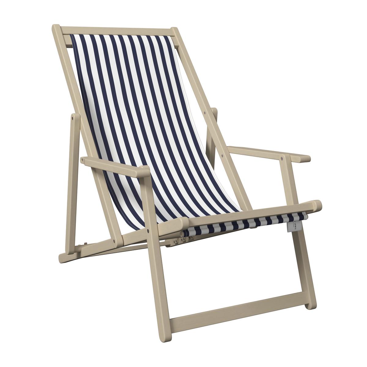 Gartenstuhl Lignano Akaziefarben ca. 102x88x63cm - Dunkelblau/Akaziefarben, Natur, Holz/Textil (102/88/63cm) - Mömax