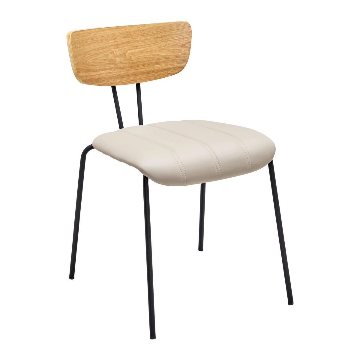 Stuhl Cera Taupe Lederlook Gepolstert - Taupe/Hellbraun, MODERN, Holz/Textil (42/78/54cm) - Bessagi Home