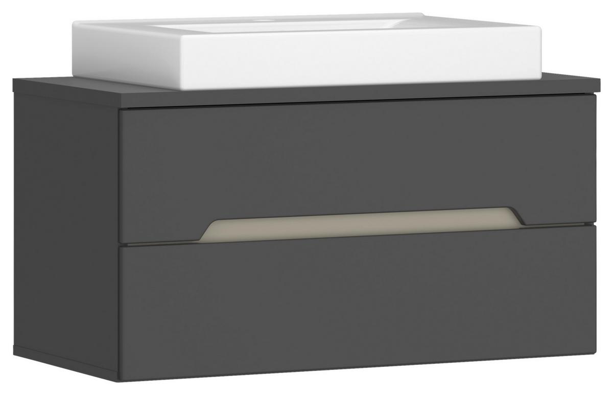 Bază cu lavoar Manhattan - alb/antracit, Modern, ceramică/material pe bază de lemn (80cm) - Luca Bessoni