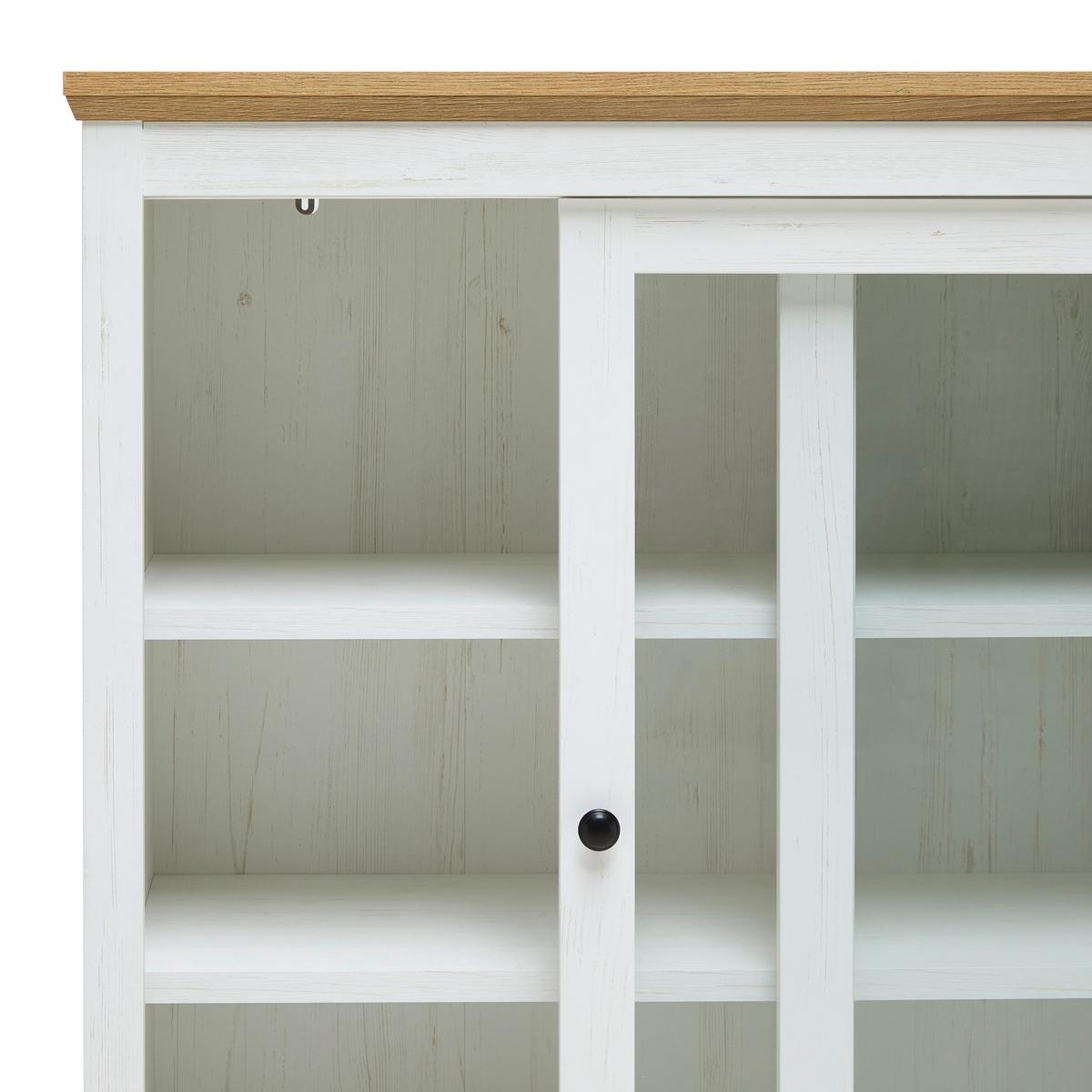 Highboard Korsika Eichefarben/Weiß - Eichefarben/Schwarz, ROMANTIK / LANDHAUS, Holzwerkstoff/Metall (105,5/140/43cm) - Mömax