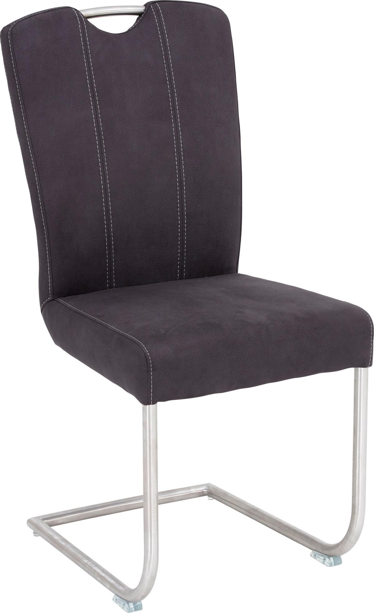 KRZESŁO NA PŁOZIE HERA - kolor stalowy/szary, Konventionell, metal/tkanina (43/99/56cm) - Valdera