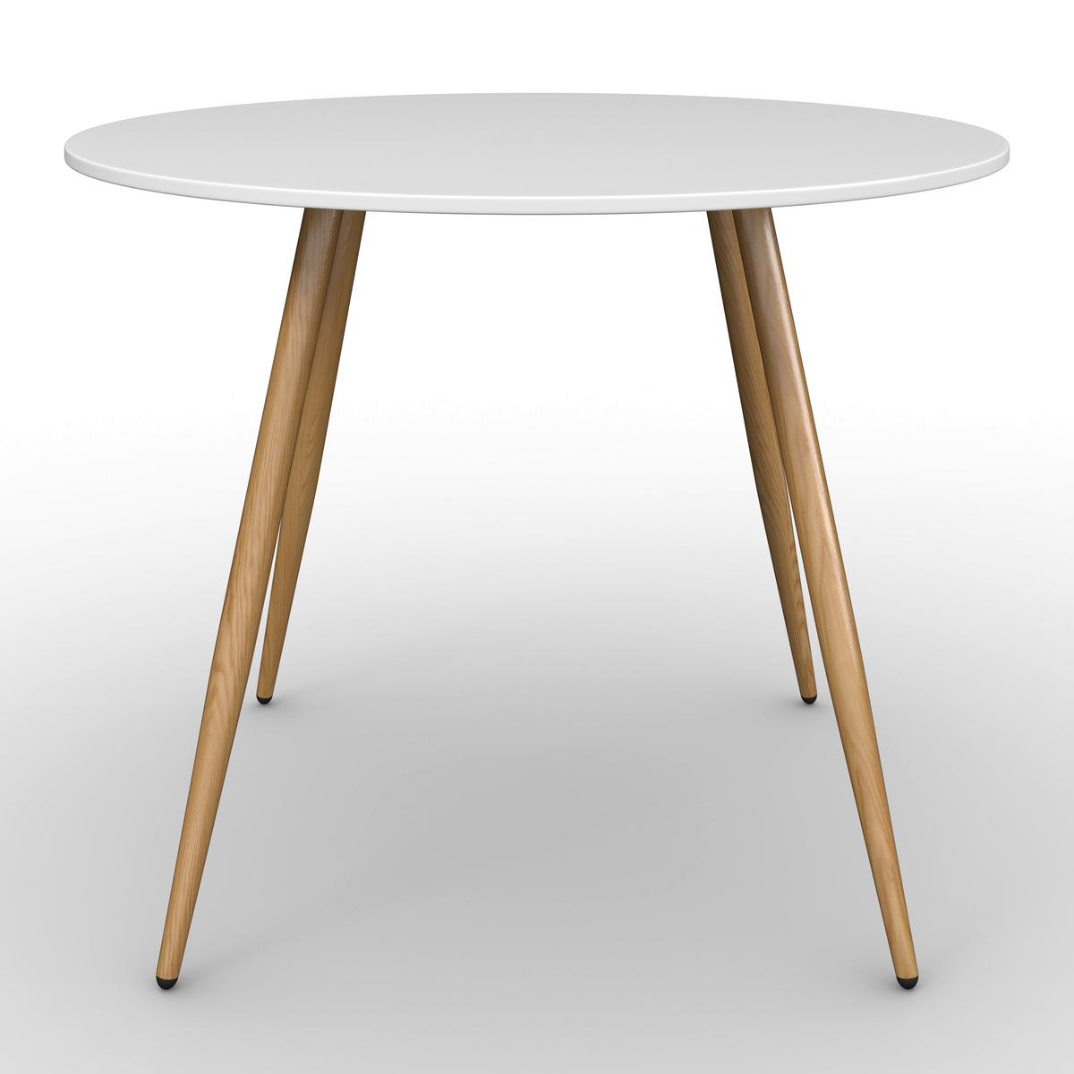 Esstisch John Weiß MDF Ø ca. 100 cm - Eichefarben/Weiß, MODERN, Holzwerkstoff/Metall (100/75cm) - Bessagi Home