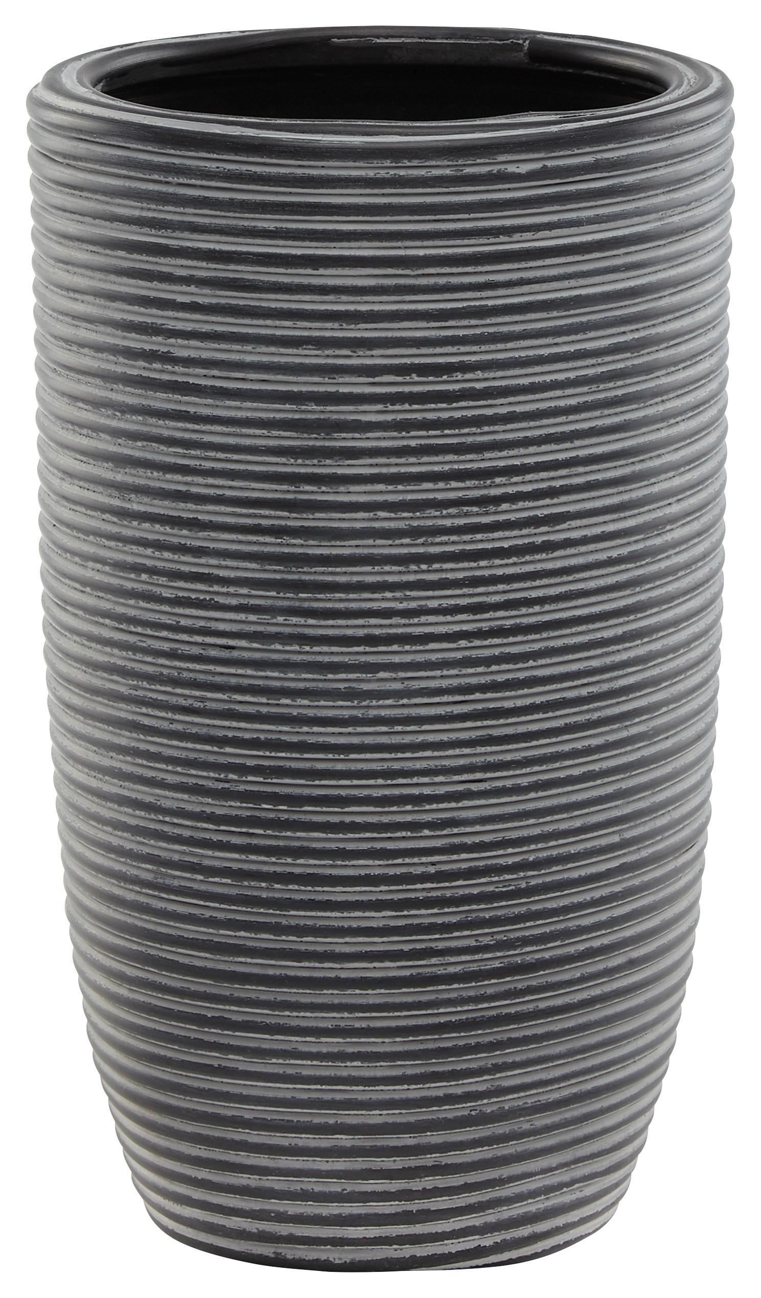Vas ornamental pentru ghiveci MARLENE - negru, plastic (16/26cm) - Modern Living