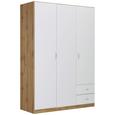 Kleiderschrank Weiß/Eiche - Eichefarben/Alufarben, MODERN, Holz/Holzwerkstoff (135/197/54cm) - MODERN LIVING