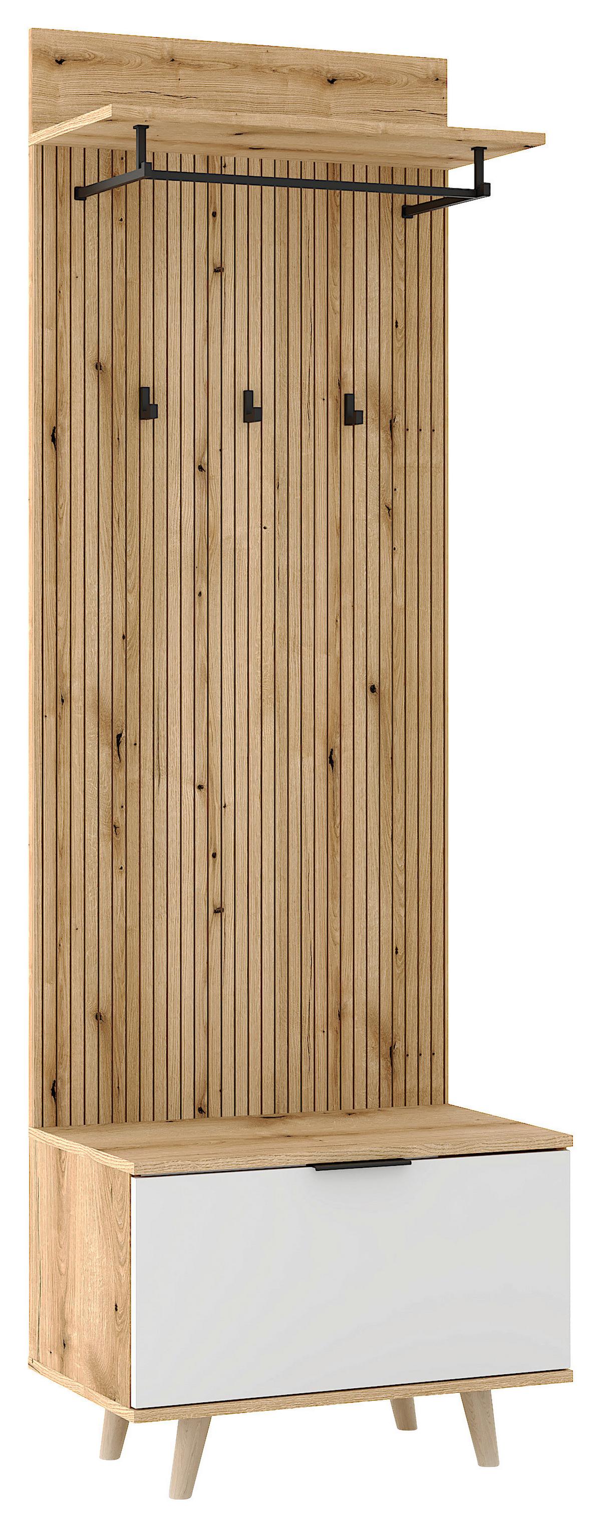 PRZEDPOKÓJ NORDIC D - kolor dębowy/biały, Design, materiał drewnopochodny (65/204/40cm) - MID.YOU