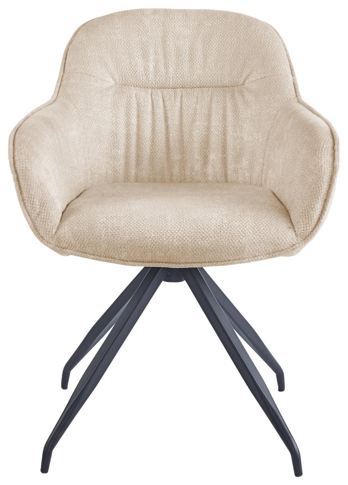Armlehnstuhl Nadja in Beige - Beige/Schwarz, Modern, Textil/Metall (62/83/63cm) - Mömax