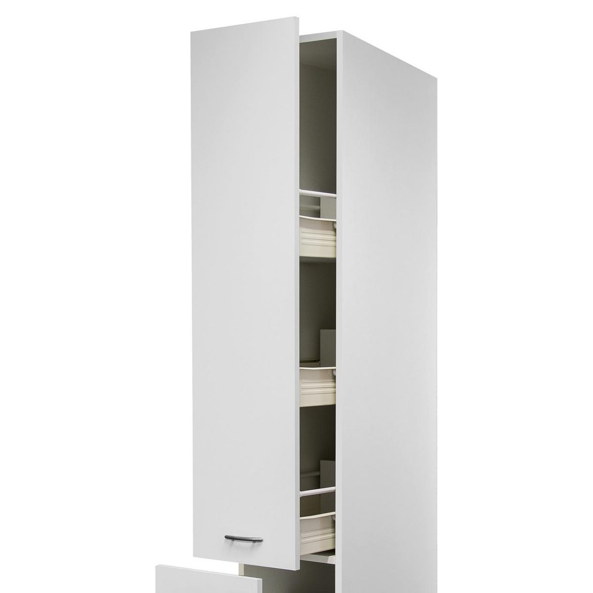 Apothekerschrank in Weiß ´WITO AHS30 B: 30 CM´ - Edelstahlfarben/Weiß, Holzwerkstoff/Kunststoff (30/200/57,1cm) - FlexWell