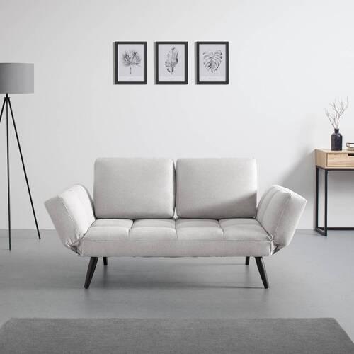 Schlafsofa Aurelia Naturfarbe Webstoff - Schwarz/Naturfarben, MODERN, Holz/Textil (191/73/78cm) - Bessagi Home