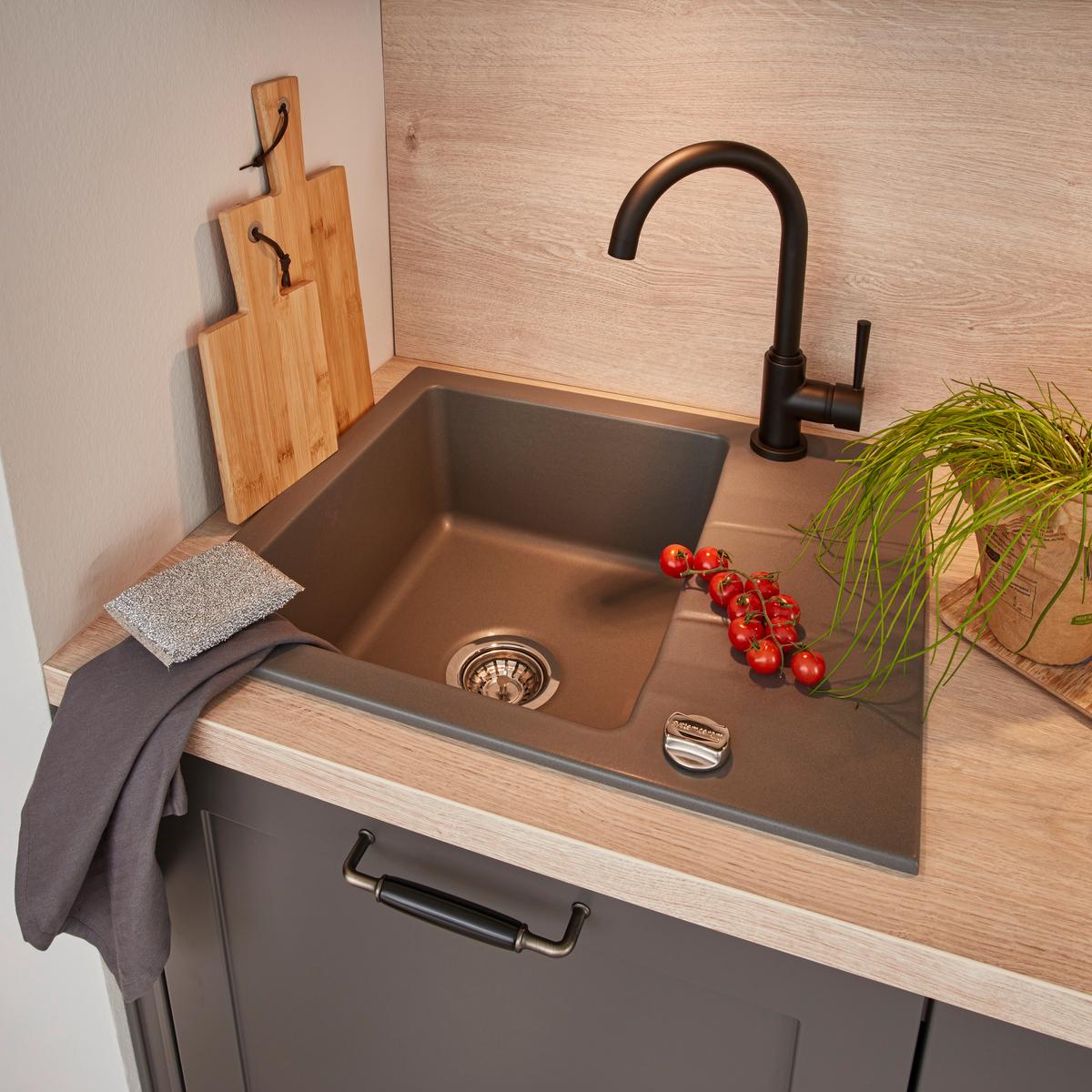 Einbauküche Nordic Schiefergrau - Schieferfarben, ROMANTIK / LANDHAUS, Holzwerkstoff (200/250cm) - Nobilia