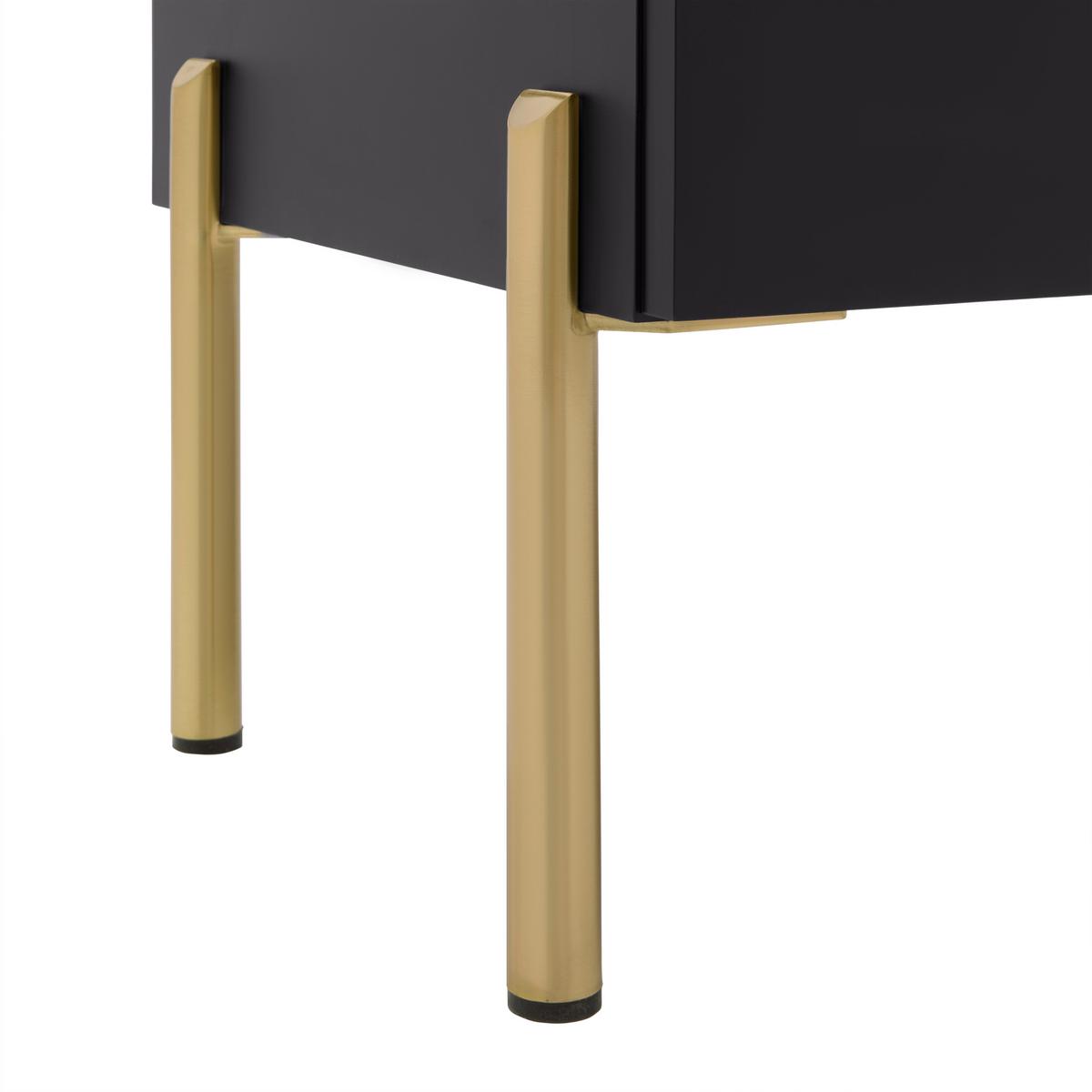 Highboard Hong Kong Schwarz/Eichefarben - Eichefarben/Goldfarben, LIFESTYLE, Holzwerkstoff/Metall (100/113/37,5cm) - Mömax