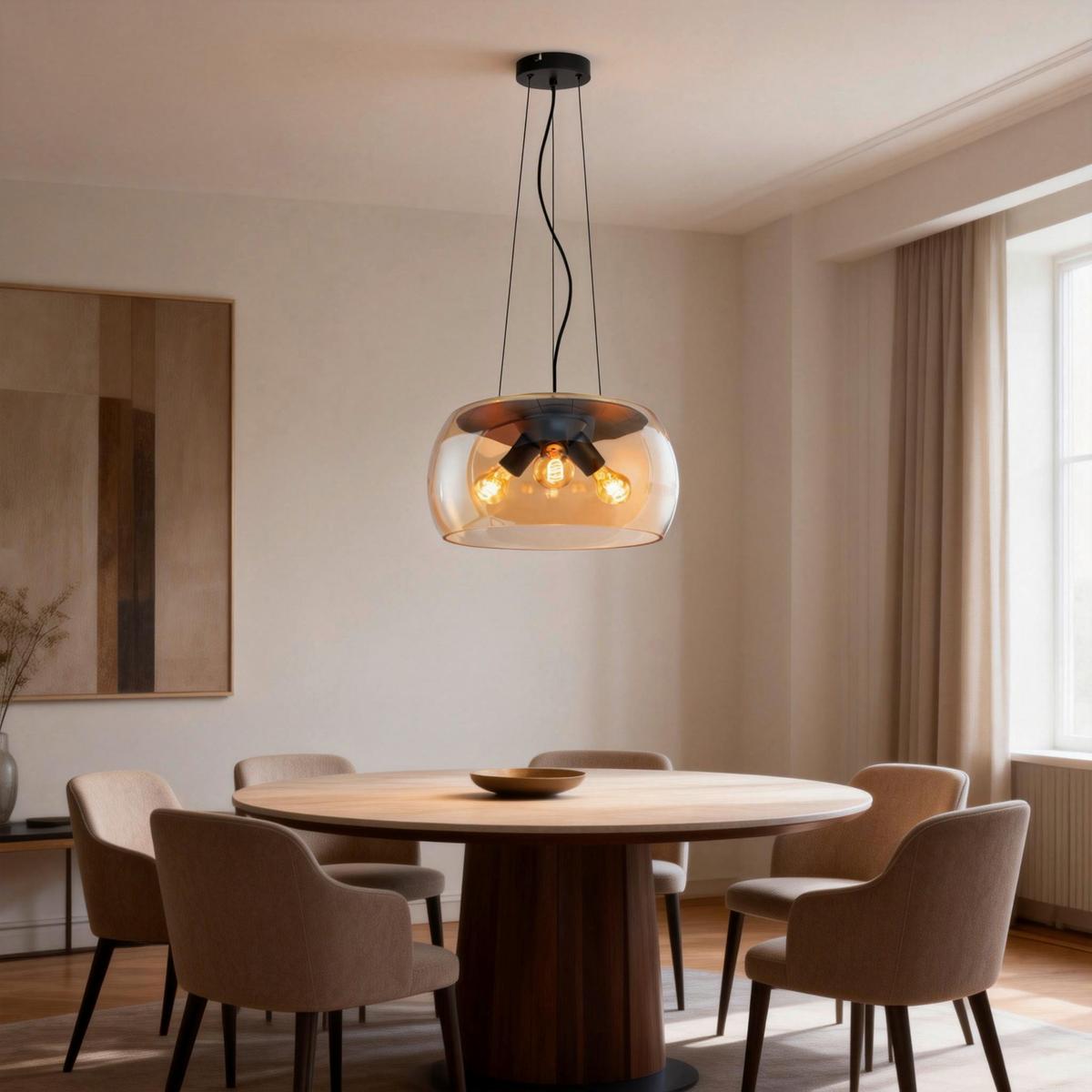 LAMPA WISZĄCA GABRIEL - kolor bursztynowy, Trend, metal/szkło (40/120cm) - Collett's Monde