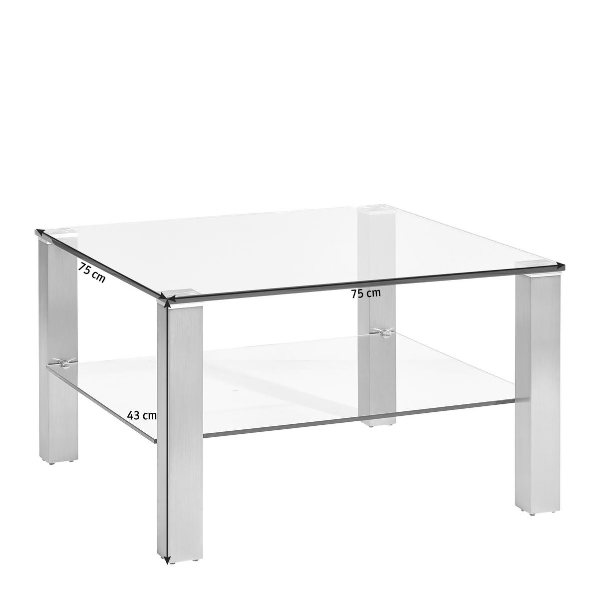 STOLIK KAWOWY OSLO -EXKLUSIV- - kolor srebrny/przejrzysty, Design, metal/szkło (75/75/43cm) - Novel