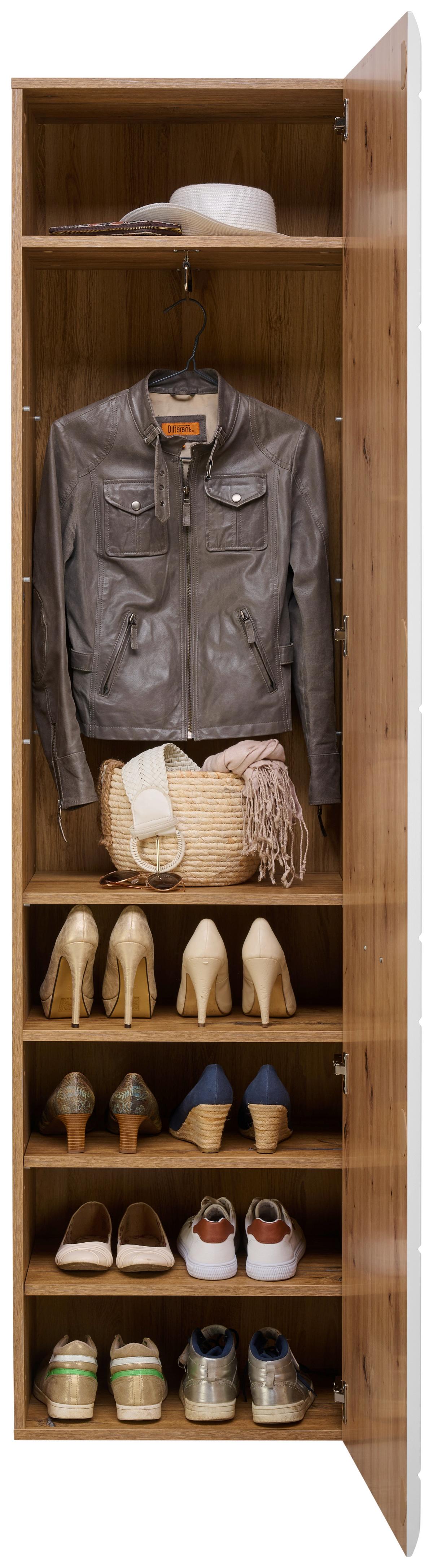 Garderobna Omara Auris, Bela, Hrast - barve hrasta/bela, Moderno (52/204,2/37,1cm) - Mömax