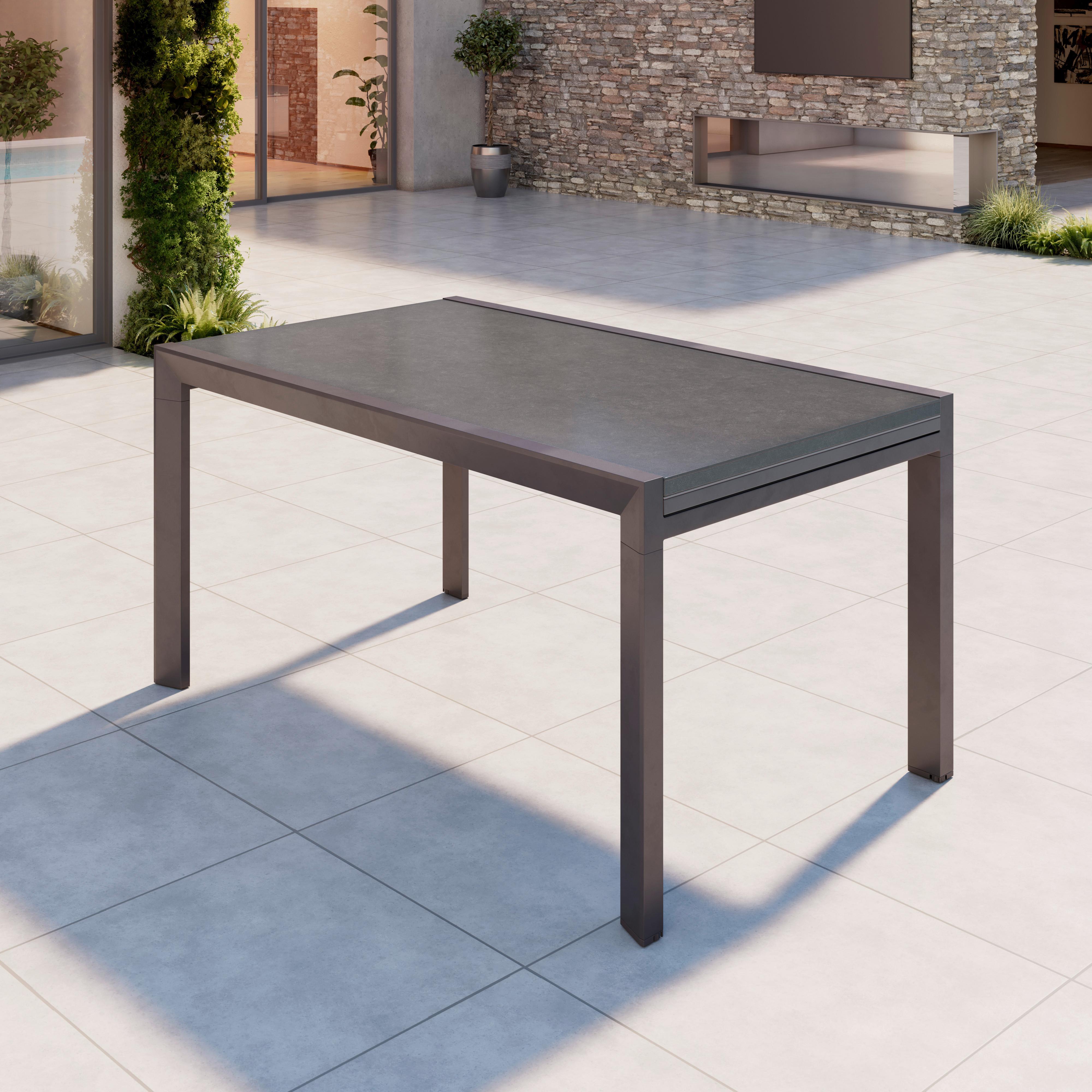 Gartentisch Lisa Anthrazit Aluminium - Anthrazit, MODERN, Glas/Metall (150-250/90/75,5cm) - Mömax