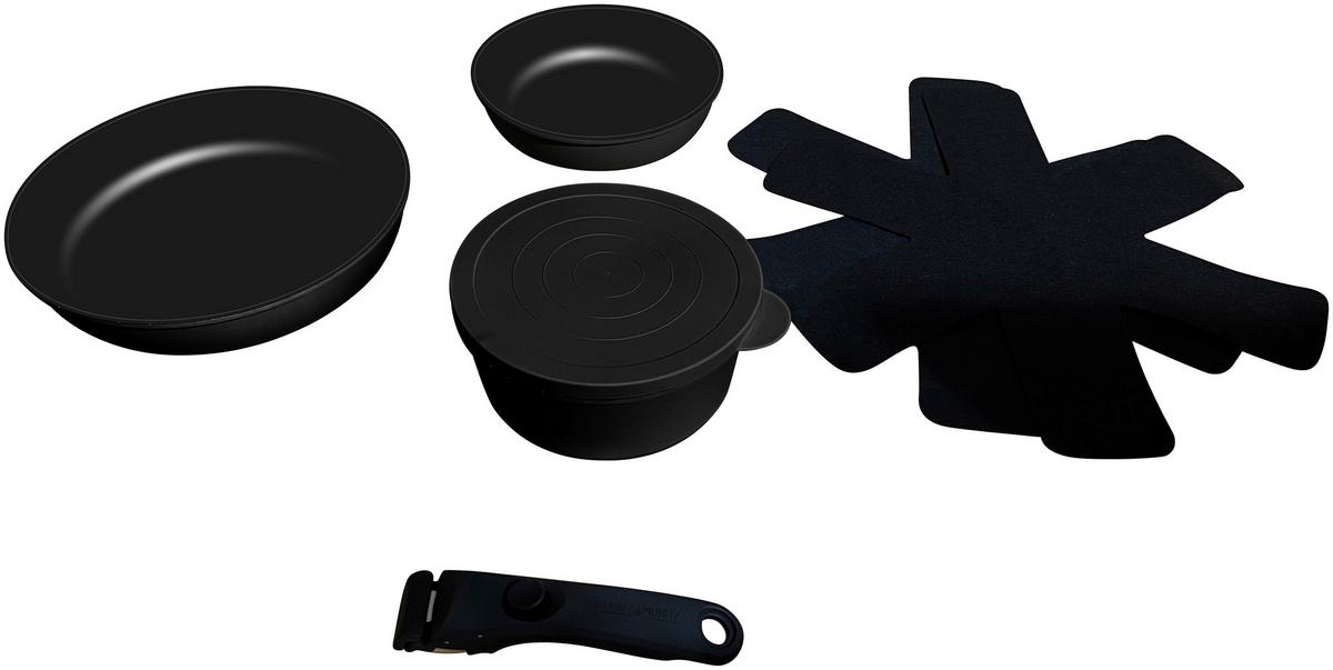 Kochtopfset Space Schwarz, 7-teilig - Schwarz, KONVENTIONELL, Kunststoff/Metall (18,20,26cm) - Mömax