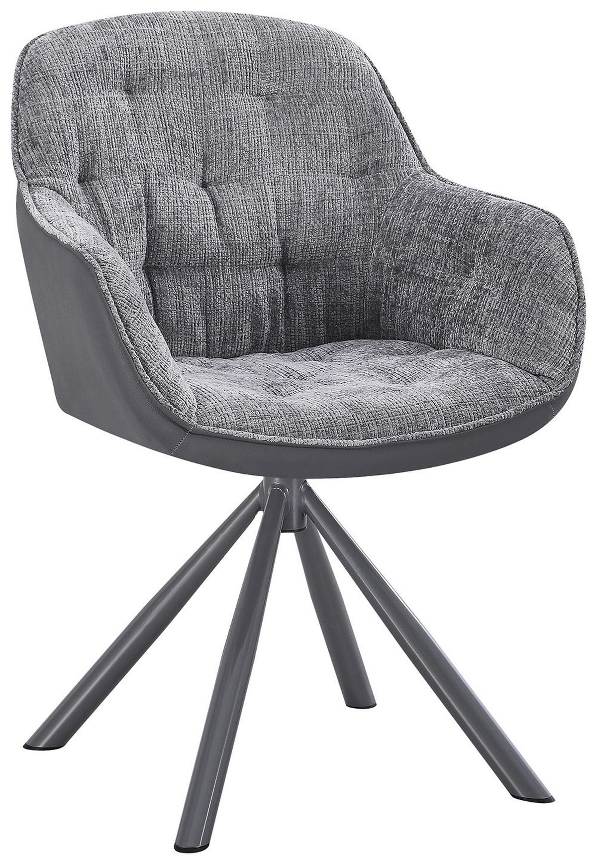 Armlehnstuhl Eileen Grau - Grau, MODERN, Textil/Metall (62/85/61cm) - Mömax