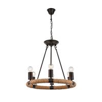 Hängeleuchte 69029-6 in Schwarz max. 40 Watt - Schwarz, Natur, Naturmaterialien/Metall (49,5/126cm) - Globo