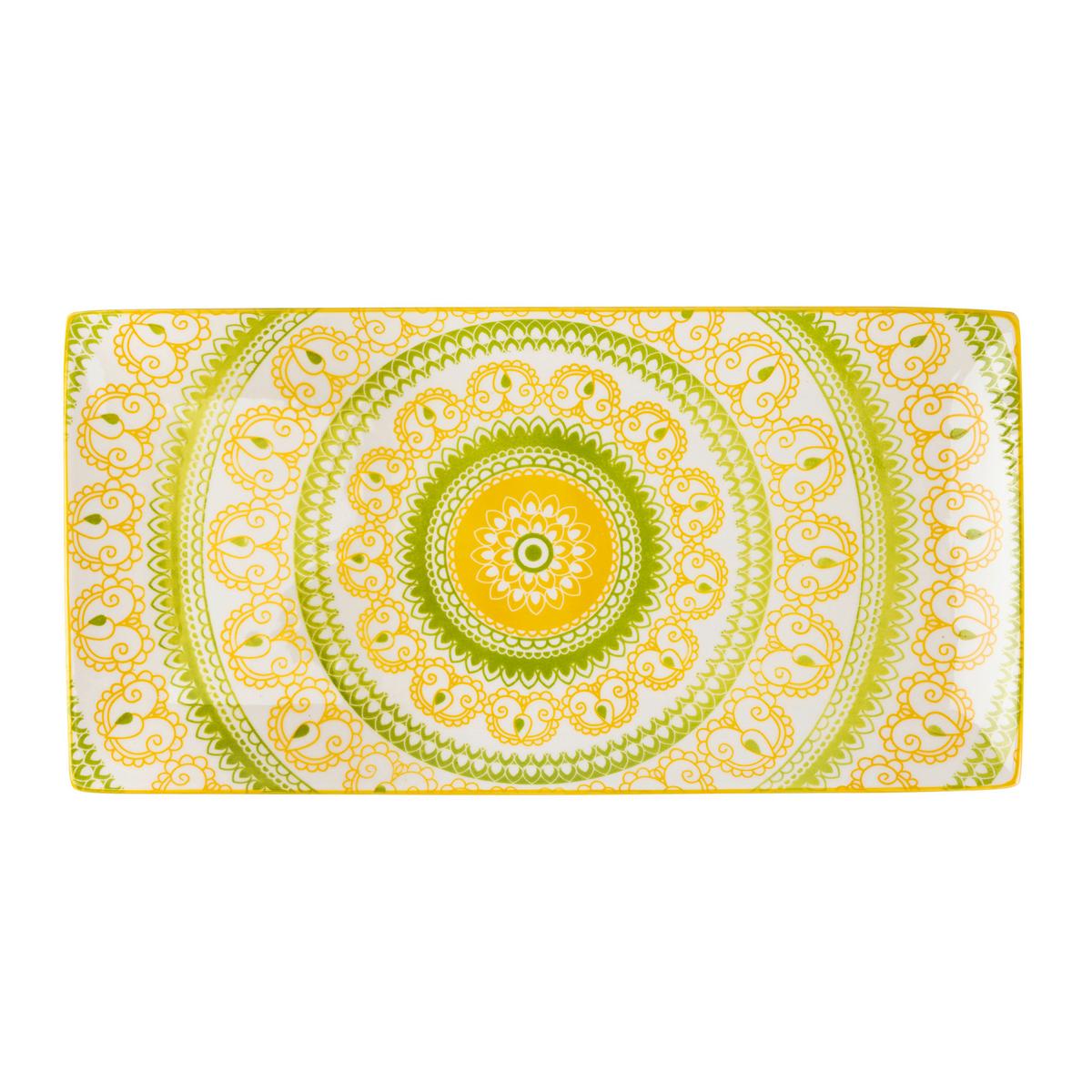 Platou de servire MAJA - M - galben/verde, Lifestyle, ceramică (25/13/1,6cm) - Mömax