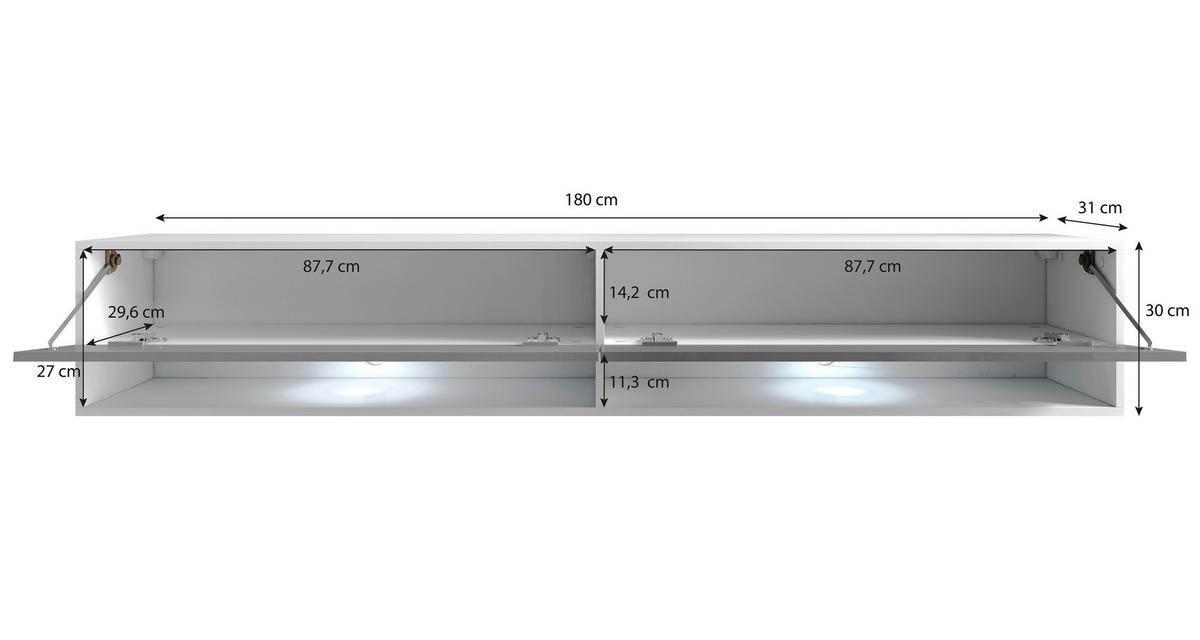 Nizka Omarica Lowa, Črna, Barva Hrasta, Led - hrast wotan/črna, Trendi, umetna masa/leseni material (180/30/32cm) - P & B