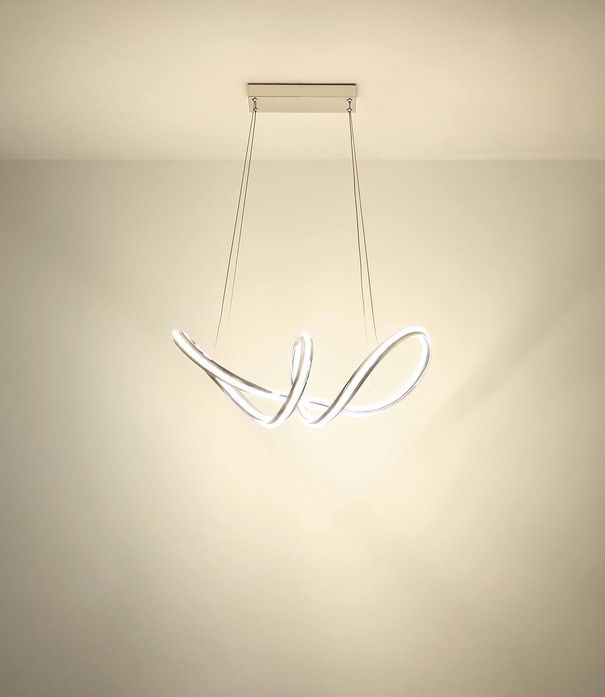 Led-hängeleuchte 67440h Evangeline - Klar/Chromfarben, Design, Kunststoff/Metall (60/28/120cm) - Globo