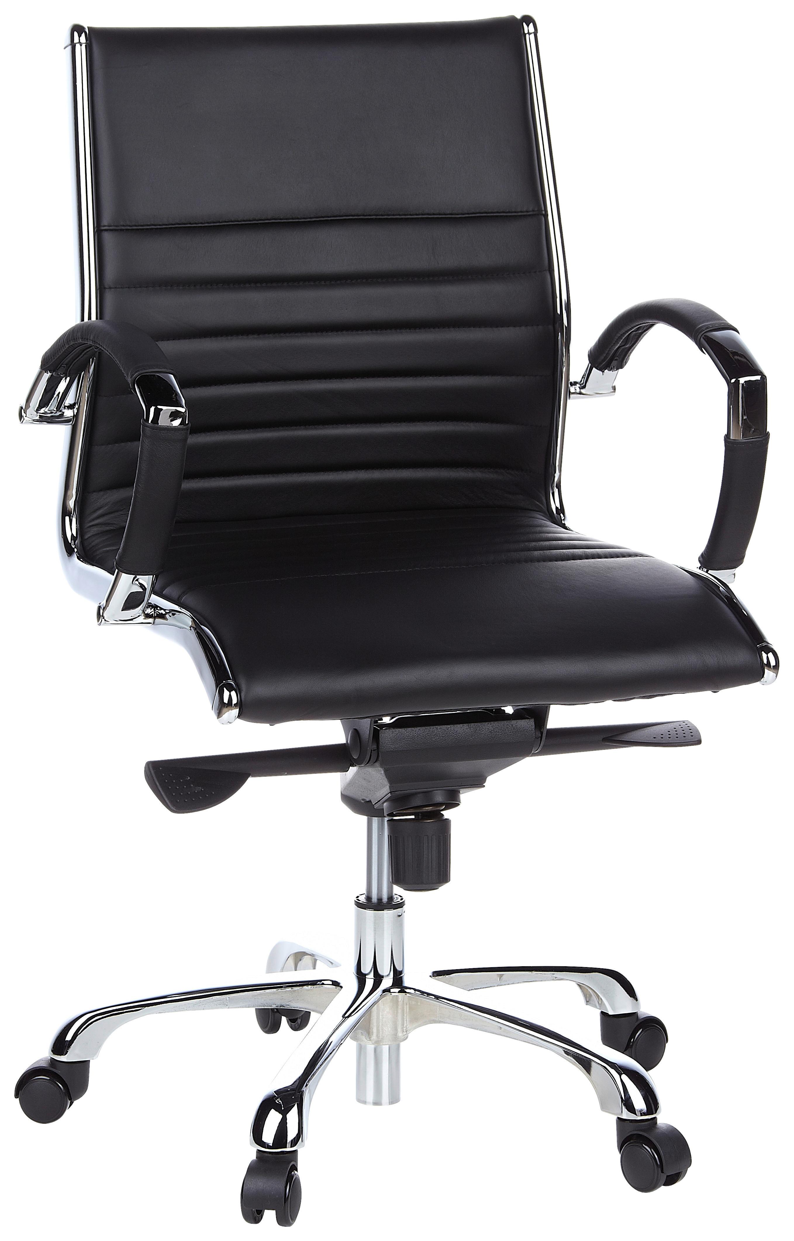 Drehstuhl Parma 10 Schwarz/Chromfarben - Chromfarben/Schwarz, MODERN, Leder/Kunststoff (60/111/50cm) - MID.YOU