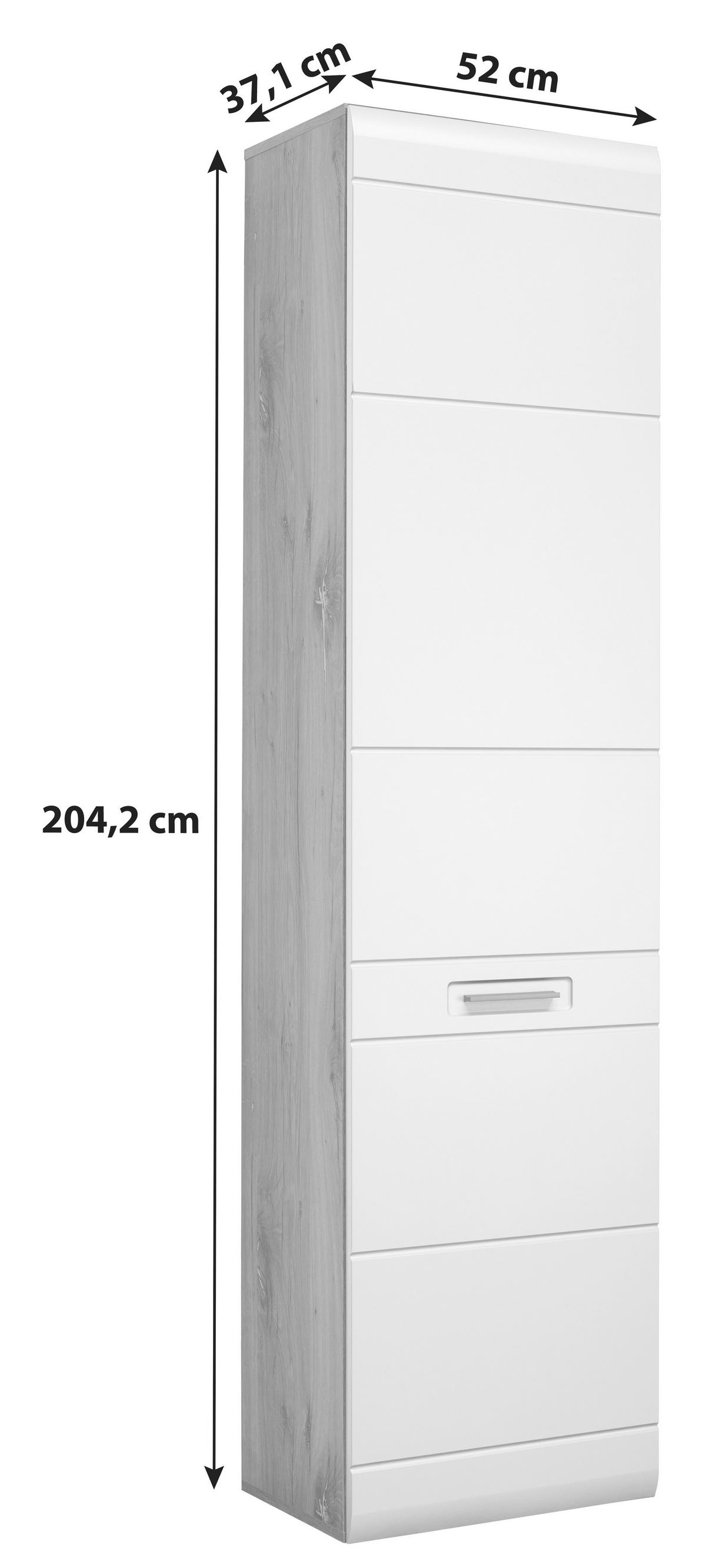Dulap pentru hol Auris - alb/culoare lemn stejar, Modern (52/204,2/37,1cm) - Modern Living