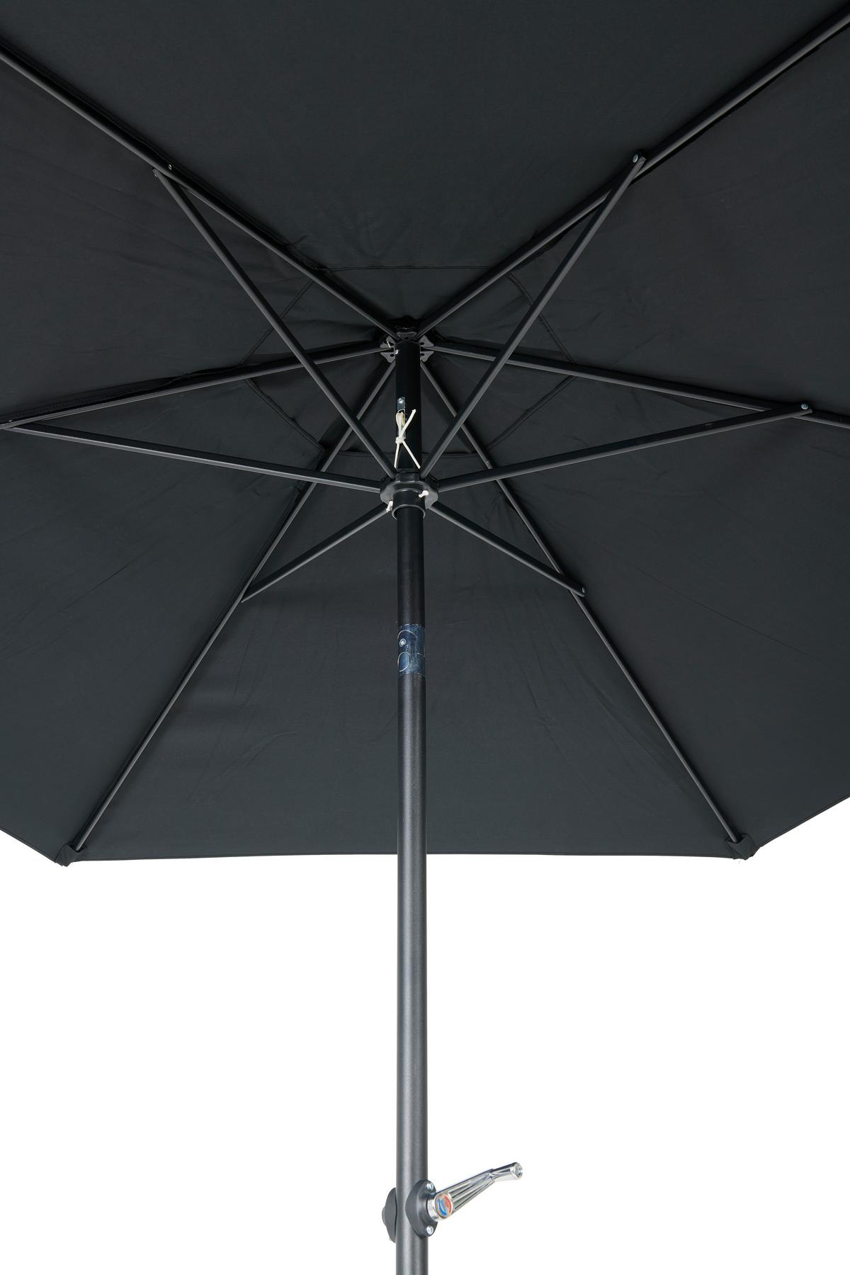 Vrtna Garnitura Laura, 7-Delni Set, S Senčnikom - črna, Moderno, kovina/steklo (140/90/70cm)