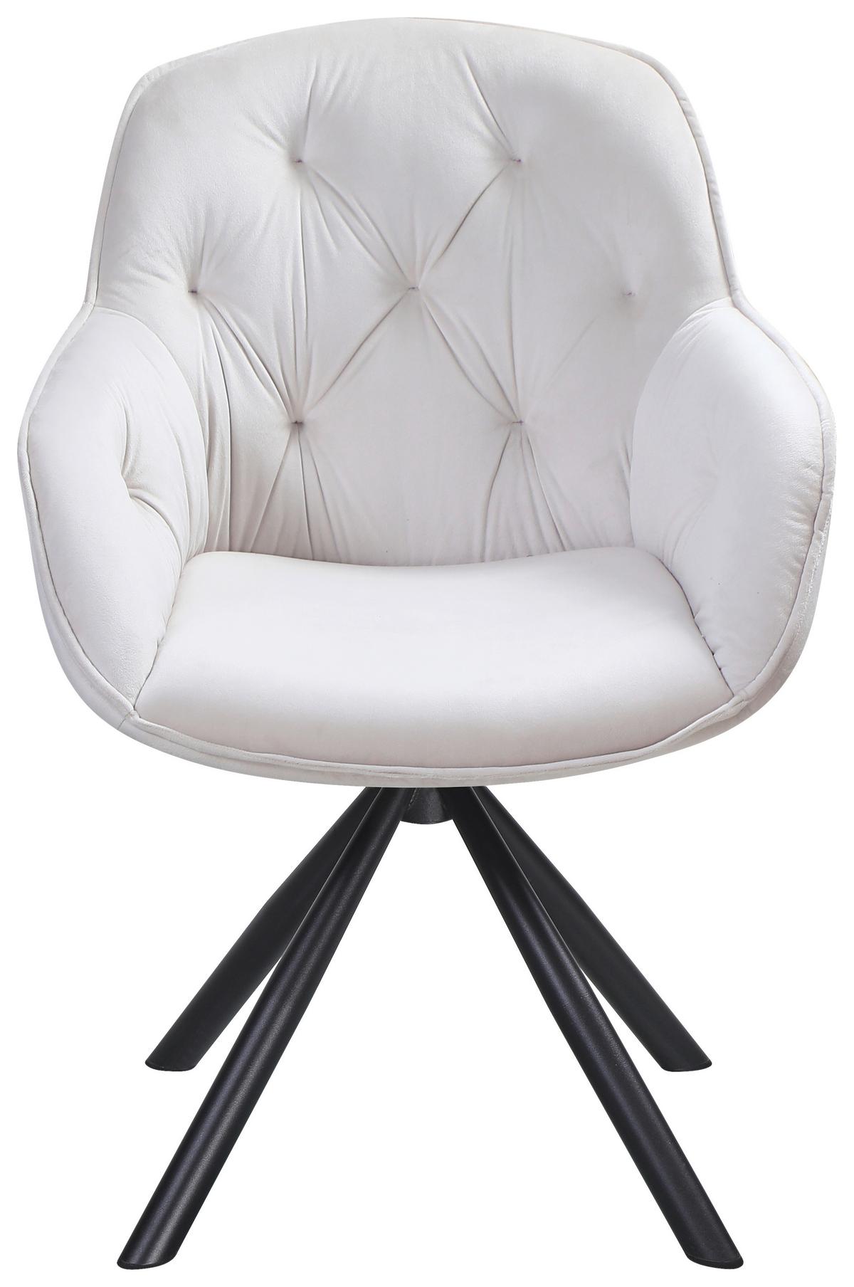 Naslanjač Silvi, Bež, Žamet, Vrtljiv - črna/bež, Konvencionalno, kovina/tekstil (62/85/62cm)