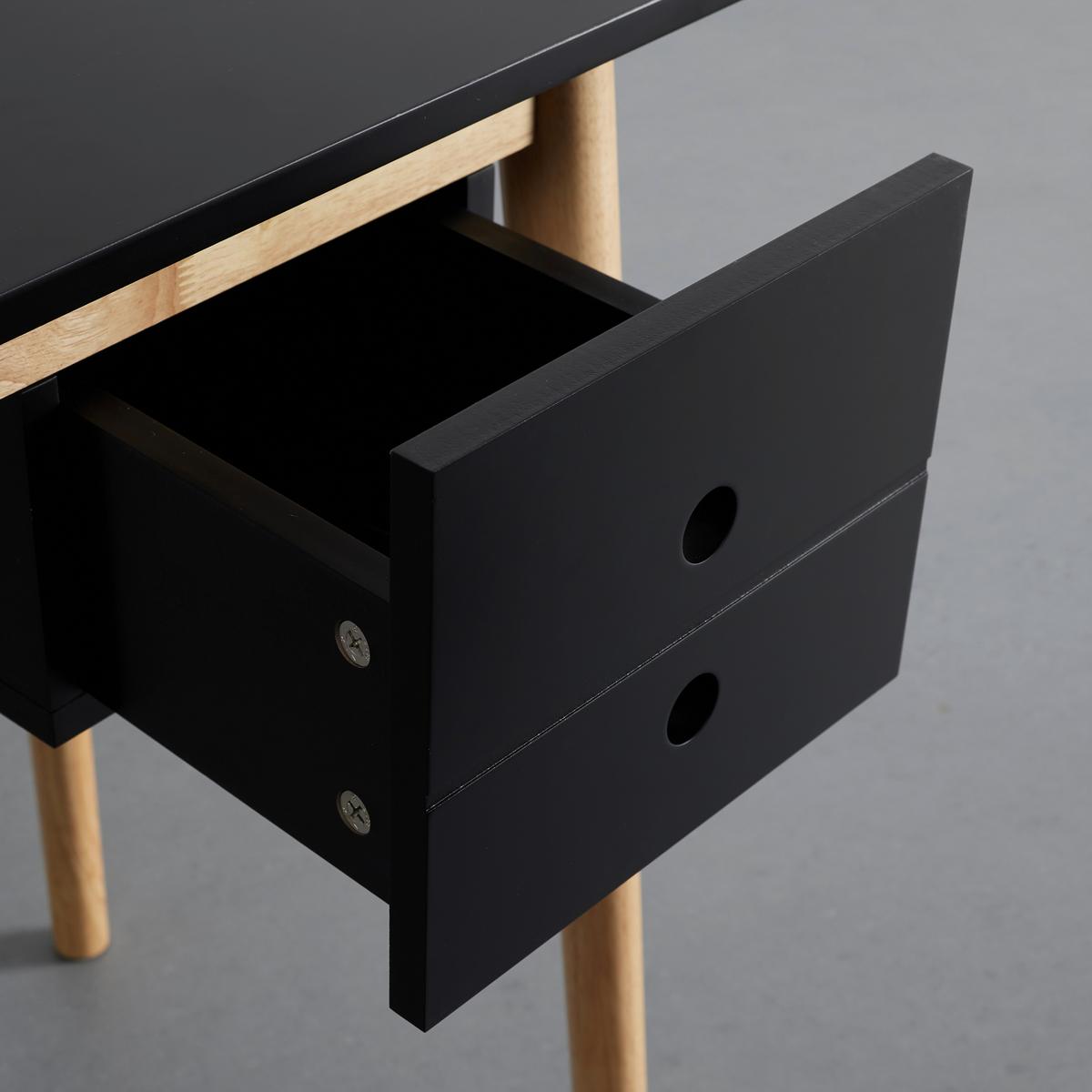 Schreibtisch Melanie Schwarz Echtholz/MDF ca. 160x48 cm - Schwarz/Naturfarben, MODERN, Holz (106/48/77cm) - Bessagi Home
