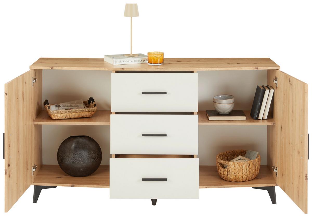 Comodă IVONA - cașmir/stejar Artisan, Trend, material pe bază de lemn (160/90/45cm) - Modern Living