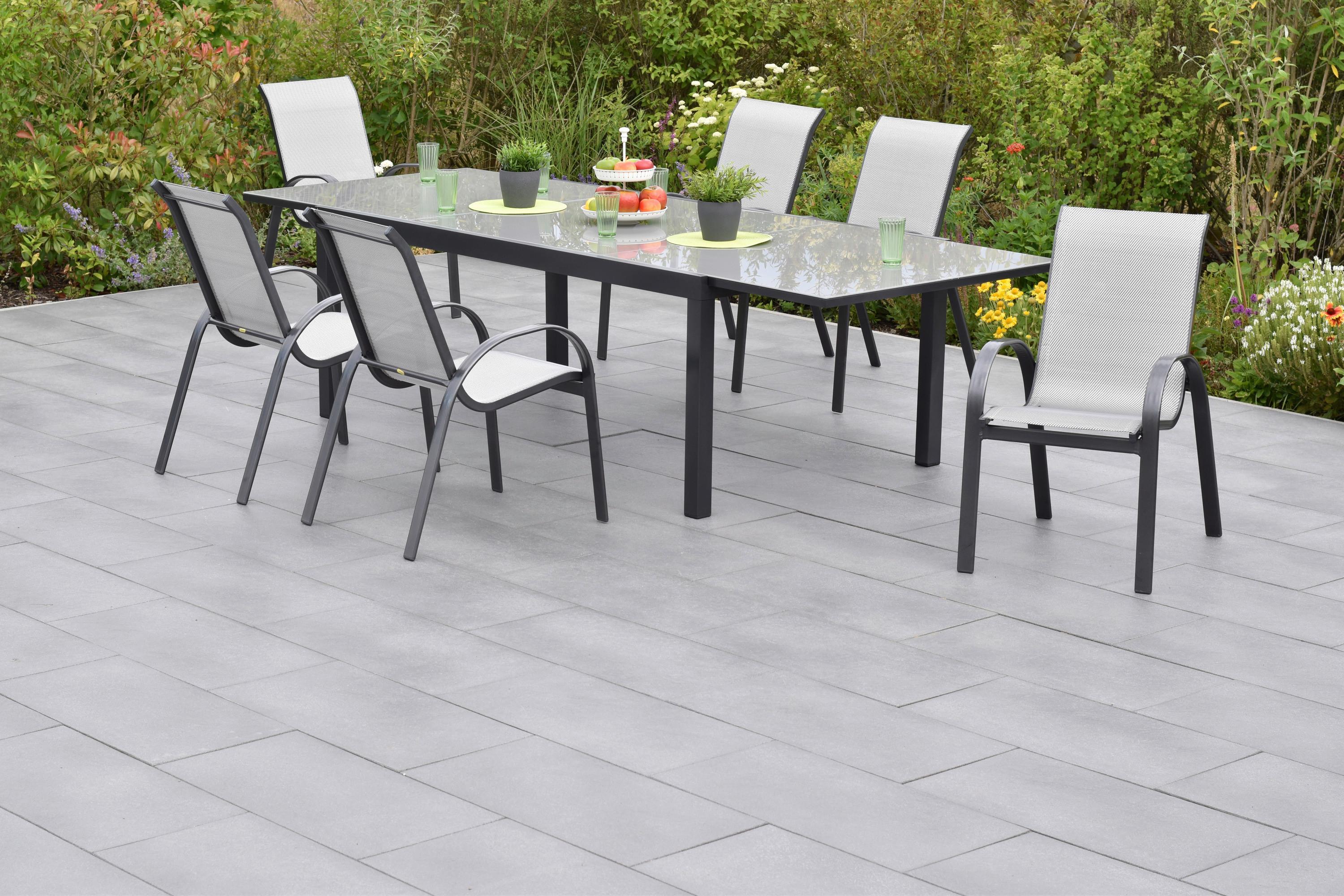 Vrtni Set Amalfi, 7-Delni, Aluminij - siva/barve grafita, Moderno, kovina/tekstil - Gardenson