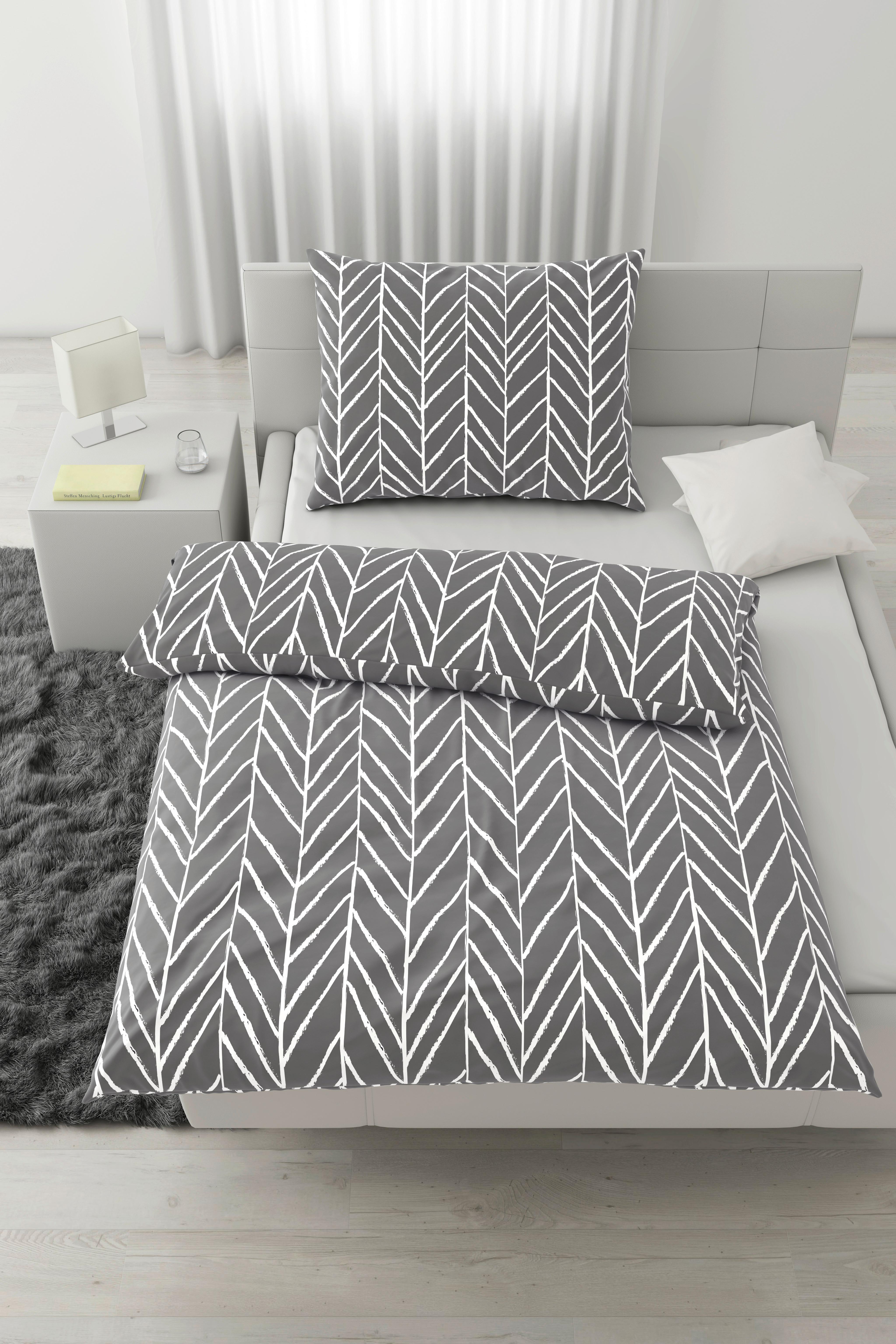 Bettwäsche Marble in Grau ca. 140x200cm - Grau, KONVENTIONELL, Textil (140/200cm) - Modern Living