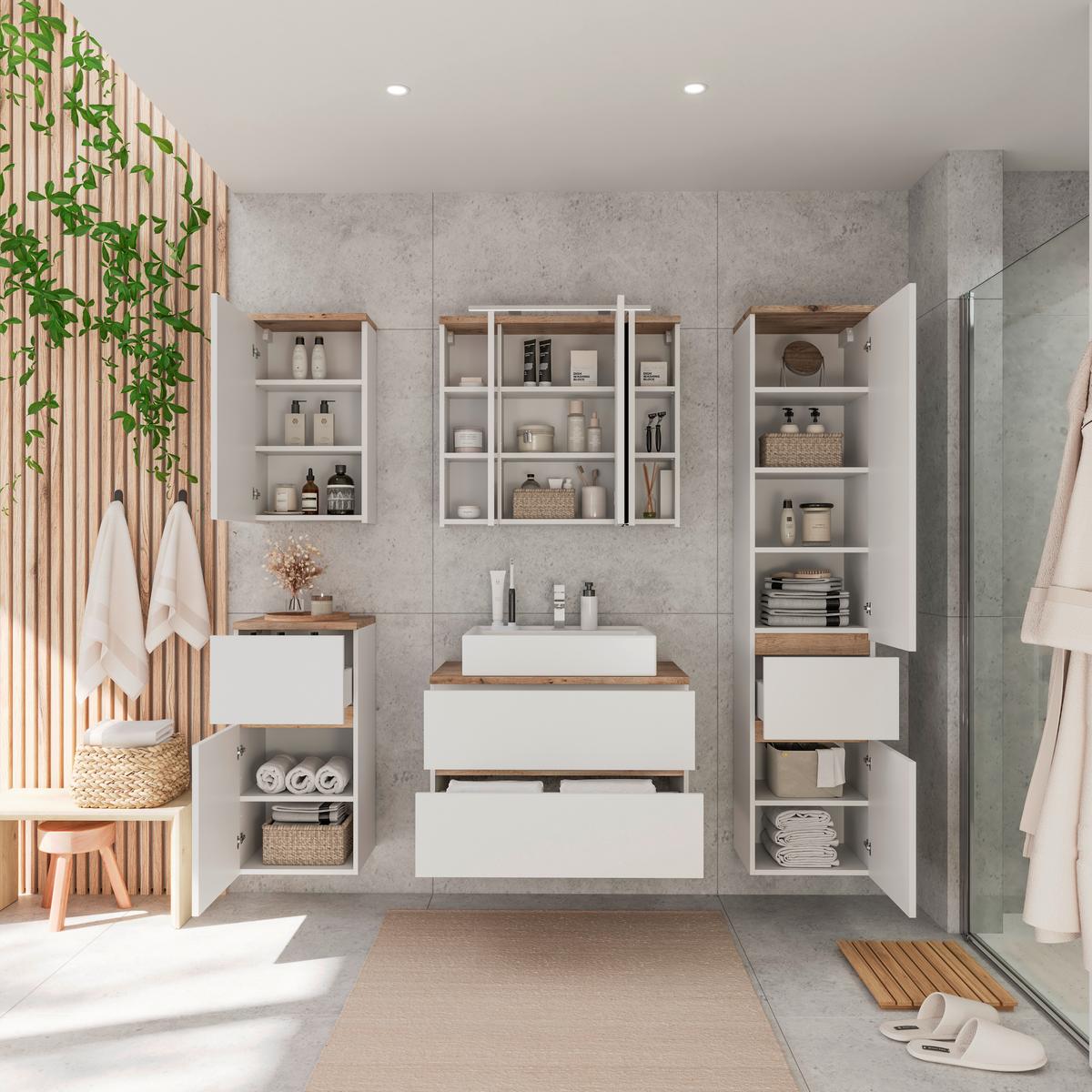 Omarica Za Pod Umivalnik Marbella, Bela - bela, Moderno, leseni material/keramika (80/64,5/47cm) - Mömax