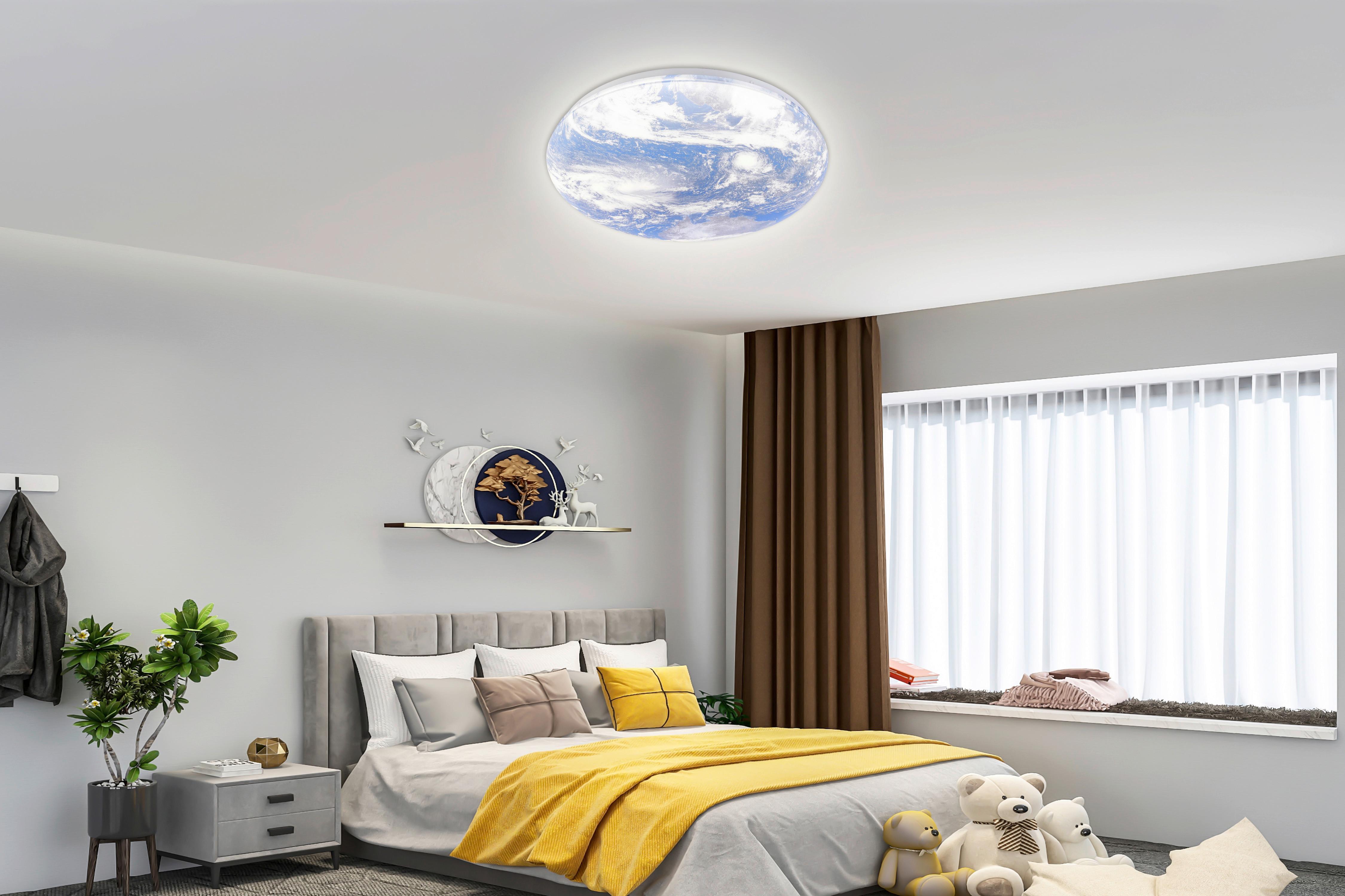 LED-Deckenleuchte Nikky max. 24 Watt - Blau/Weiss, Modern, Kunststoff/Metall (38/8cm) - Modern Living