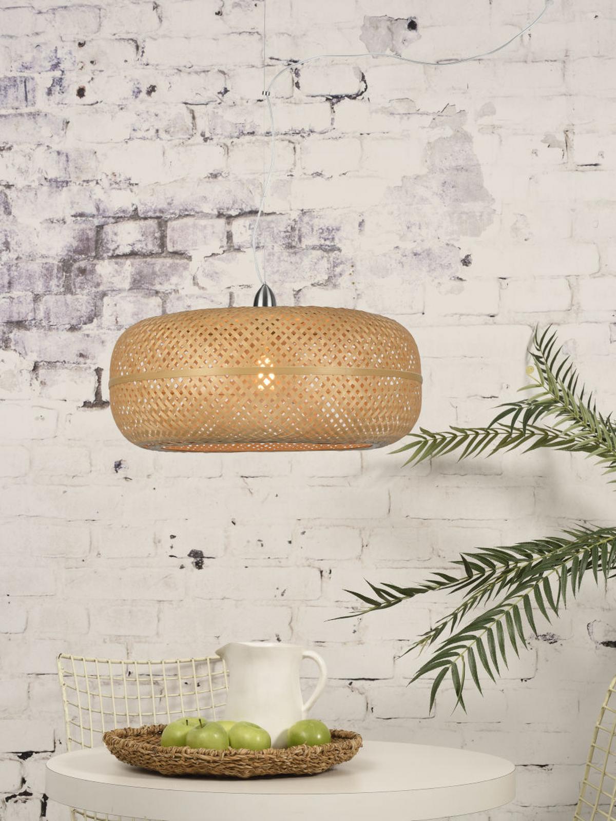 Függőlámpa Palawan/h1/n - krómszínű/barna, Design, műanyag/természetes anyagok (63/378cm) - Good & Mojo