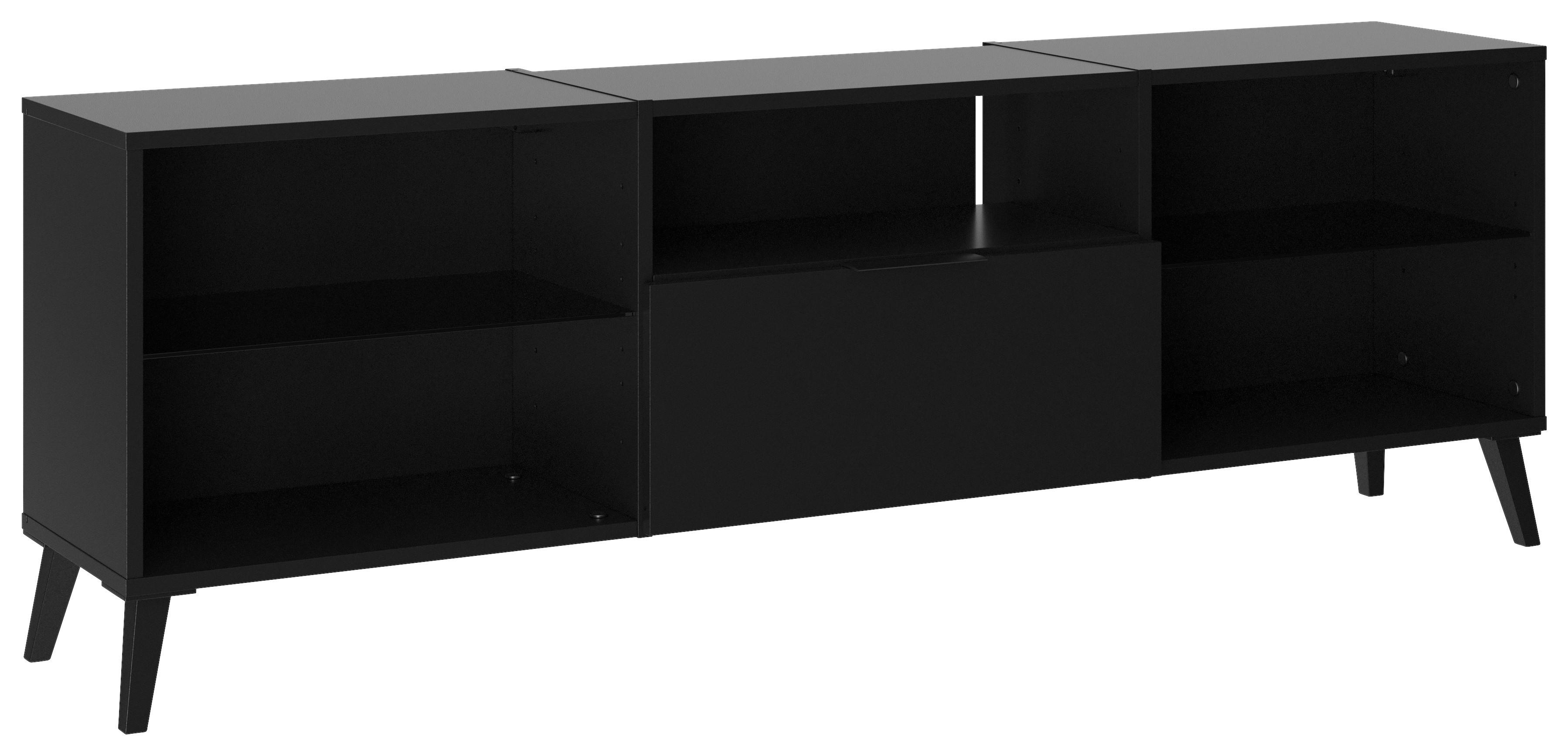 Lowboard in Schwarz - Schwarz, Modern, Glas/Holzwerkstoff (153,5/40/32cm) - Mömax