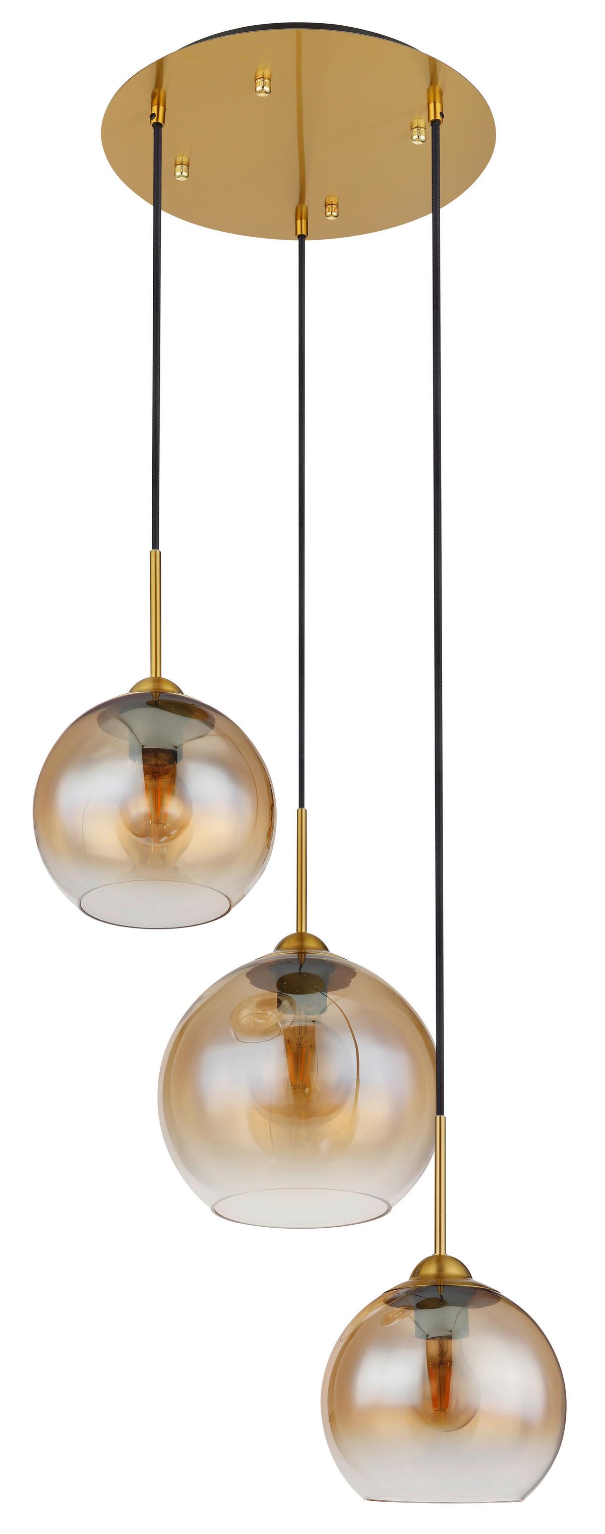 Hängeleuchte Jamessa Messingfarben max. 60Watt - Messingfarben, Design, Glas/Metall (43/150cm) - Globo