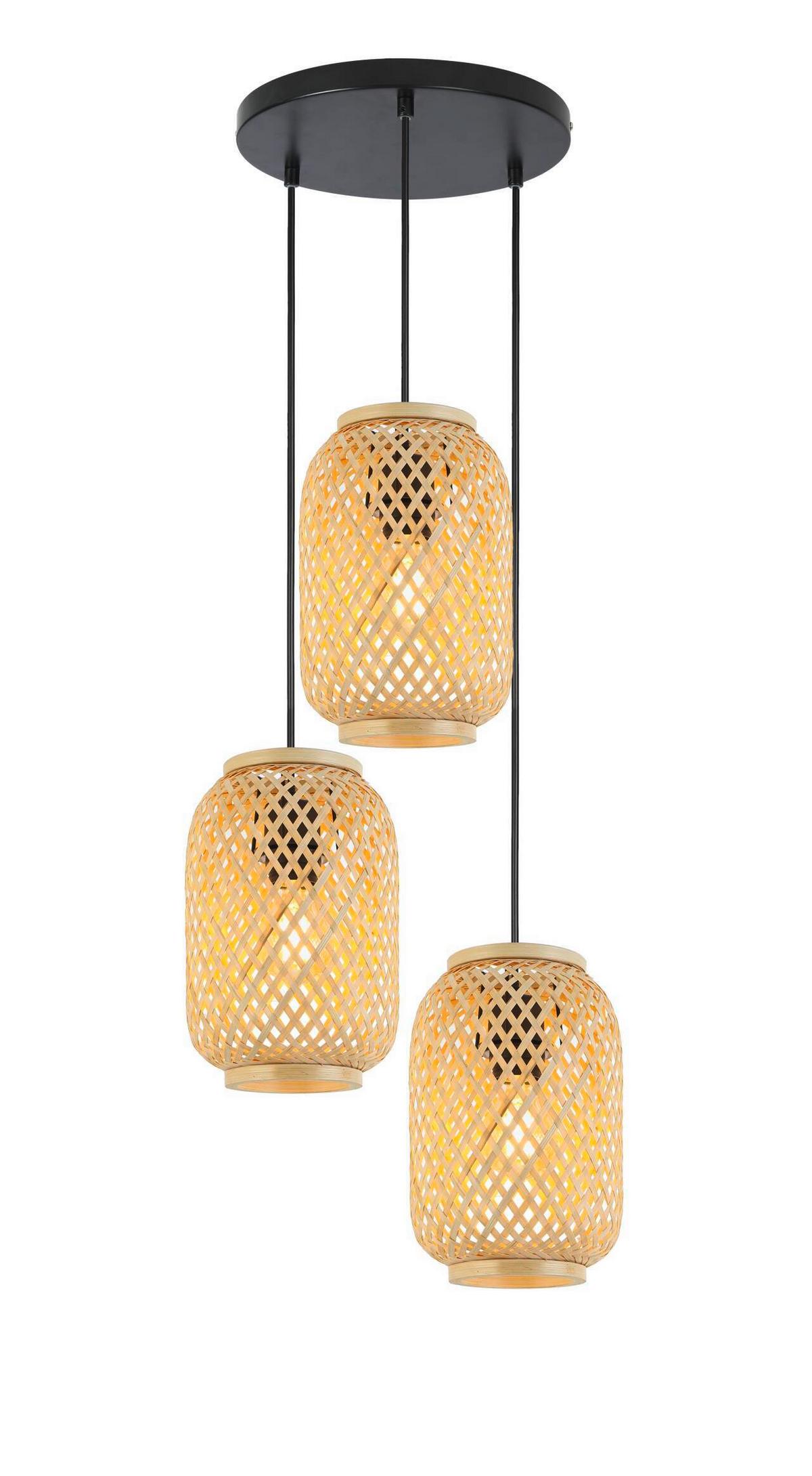 LAMPA WISZĄCA MONIQUE - kolor naturalny/czarny, Trend, materiały naturalne/metal (41/120cm) - Novel
