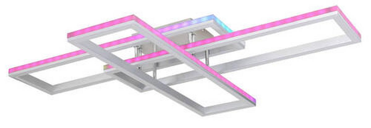 LED-Deckenleuchte Salmos Opal/Silberfarben max. 50 Watt - Silberfarben/Opal, Design, Kunststoff/Metall (100/69,5/13,5cm) - Globo