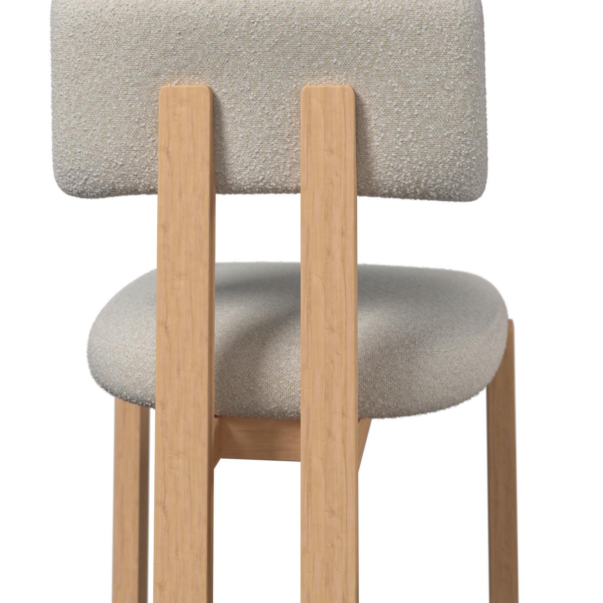 Stuhl Jonna Creme Bouclé Gepolstert - Creme/Naturfarben, MODERN, Holz/Textil (51/82/53cm) - Bessagi Home