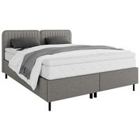 Boxbett Livetto Dunkelgrau ca. 180x200cm - Dunkelgrau/Schwarz, KONVENTIONELL, Holz/Textil (180/200cm) - Mömax