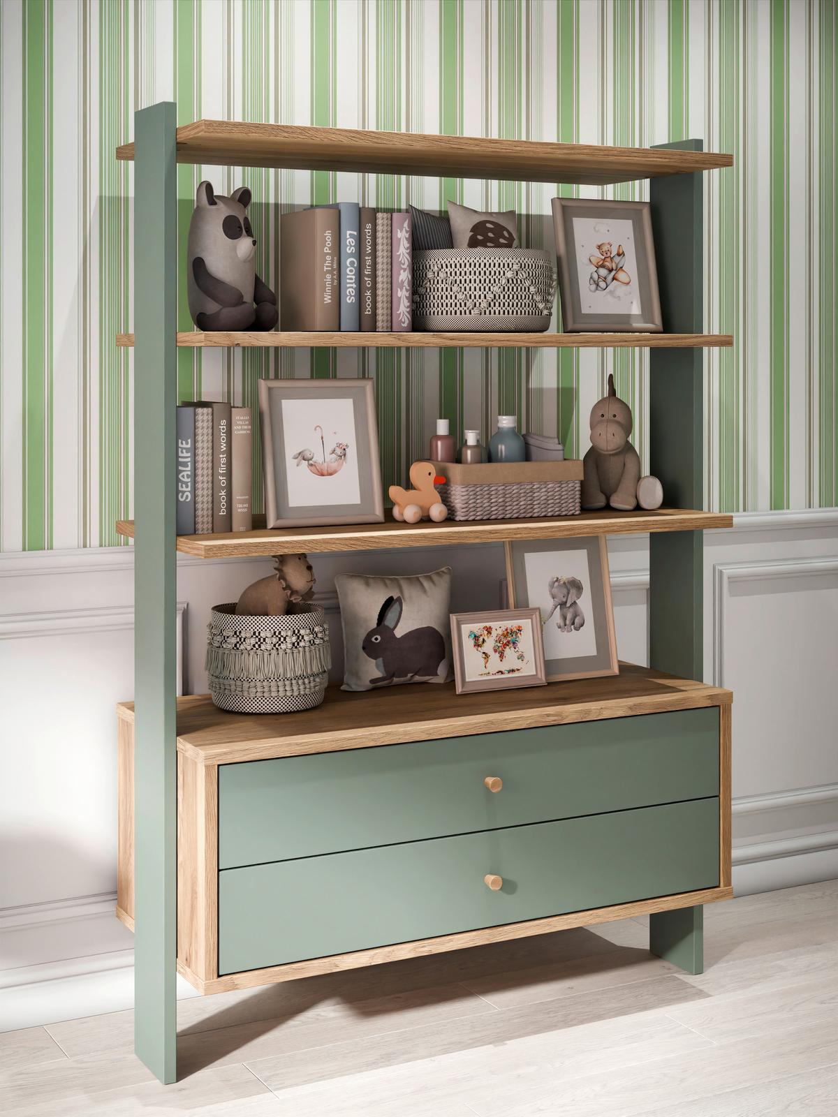 Regal Whenua - boje hrasta/boje kadulje, Moderno, drvni materijal (104,2/153,6/41,5cm) - Mömax