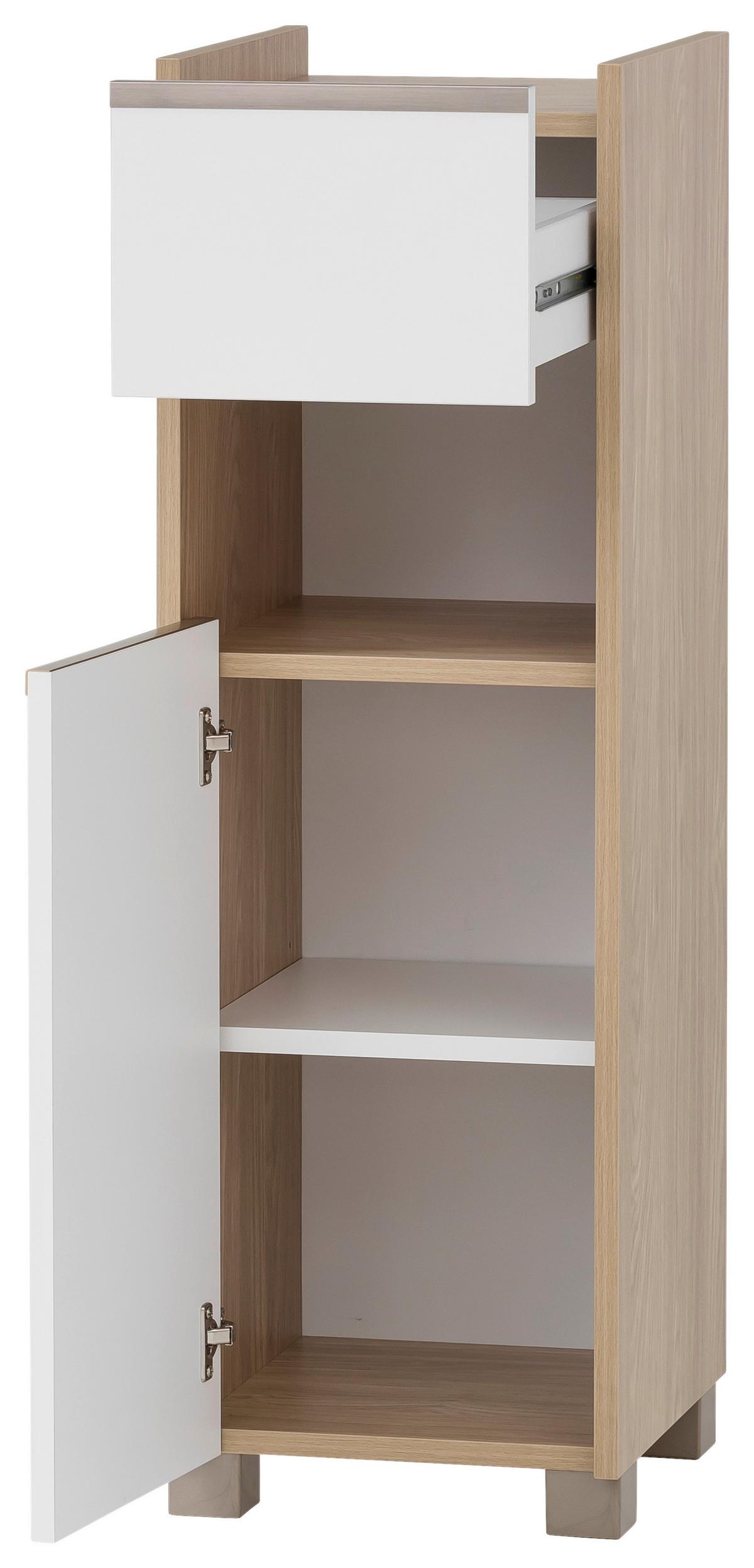 Unterschrank Juba Eiche - Edelstahlfarben/Weiß, MODERN, Holzwerkstoff/Kunststoff (30,2/94,7/33cm) - MID.YOU