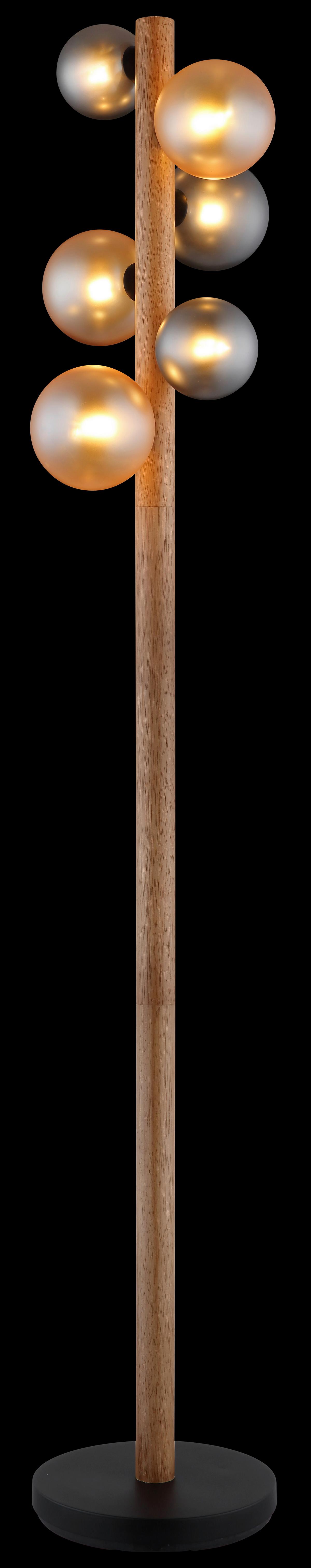 Podna Svjetiljka Riha - narančasta/tamno smeđa, Basics, staklo/drvo (29/150cm) - Globo