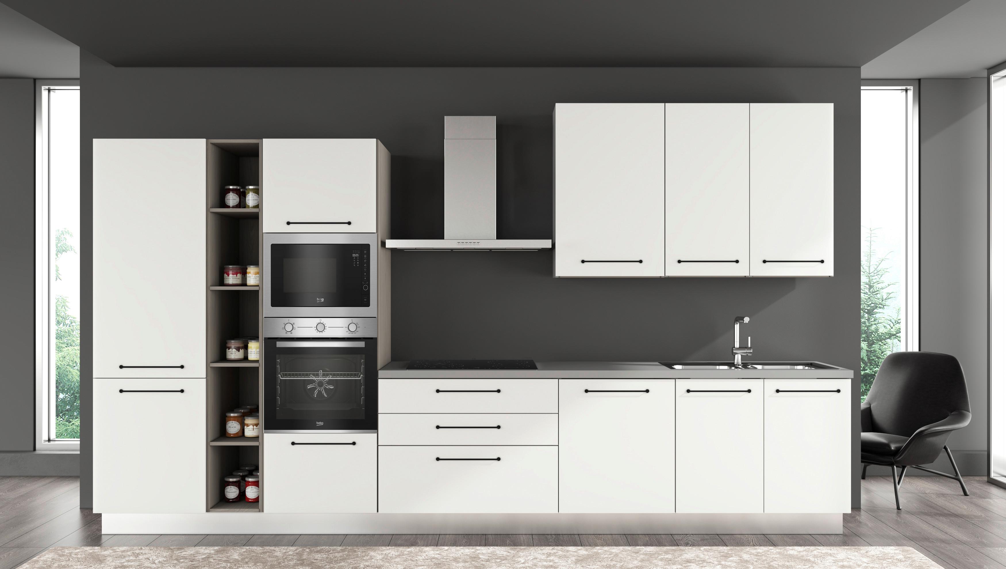 Blok Kuhinja S Aparatima Line 390 - bijela/siva, Konvencionalno, drvo/metal (390/216-240/60cm) - Mömax