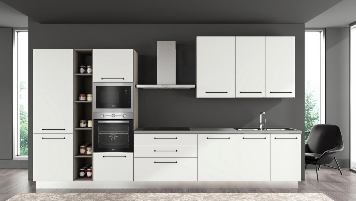 Blok Kuhinja S Aparatima Line 390 - bijela/siva, Konvencionalno, drvo/metal (390/216-240/60cm) - Mömax