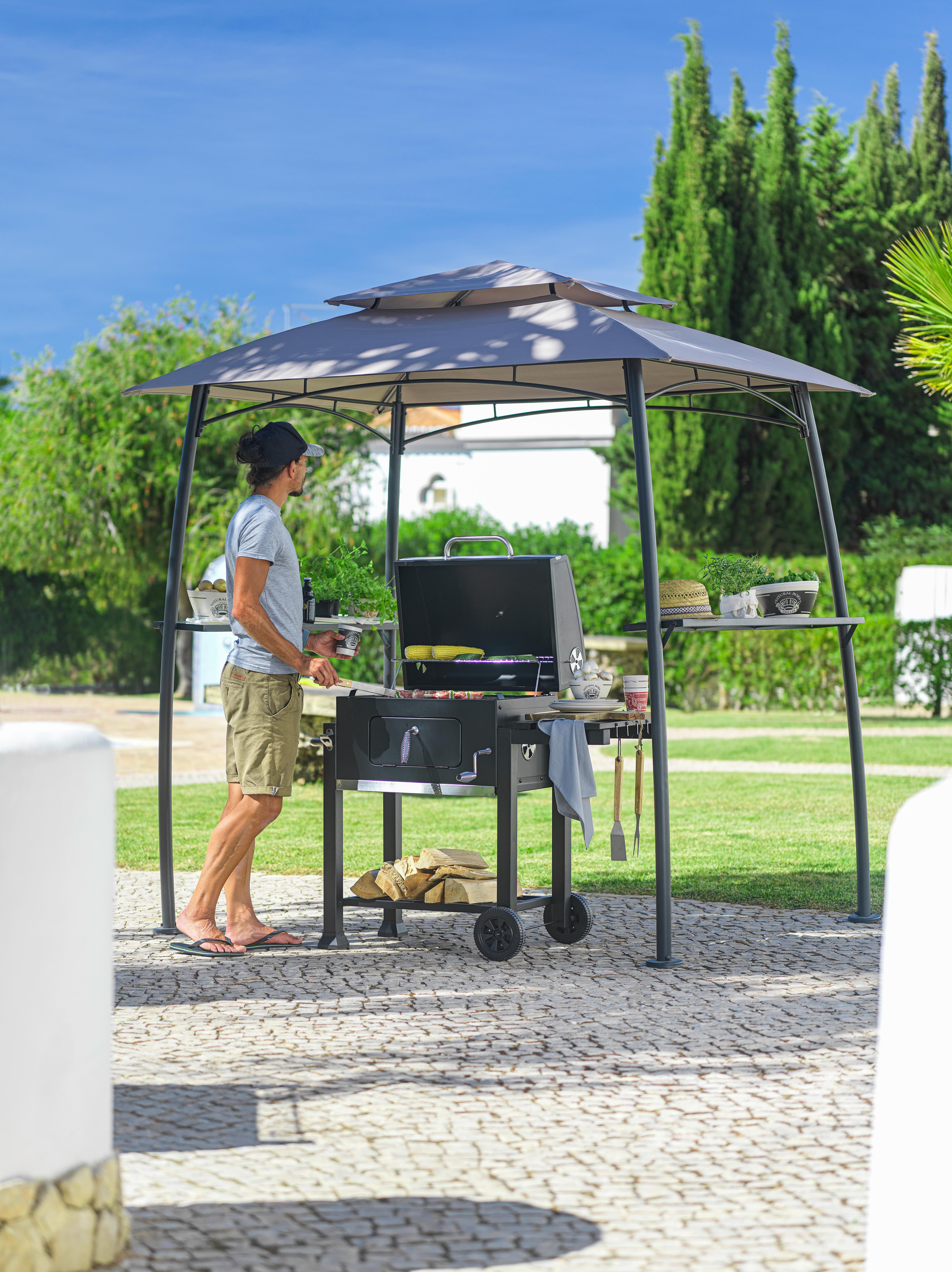 Pavillon Texas in Grau - Grau, Modern, Textil (215/238/164cm) - Modern Living