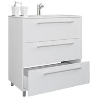 Kombiniran Umivalnik Schubo, Bela - bela/barve aluminija, Moderno, kovina/leseni material (80cm) - MID.YOU