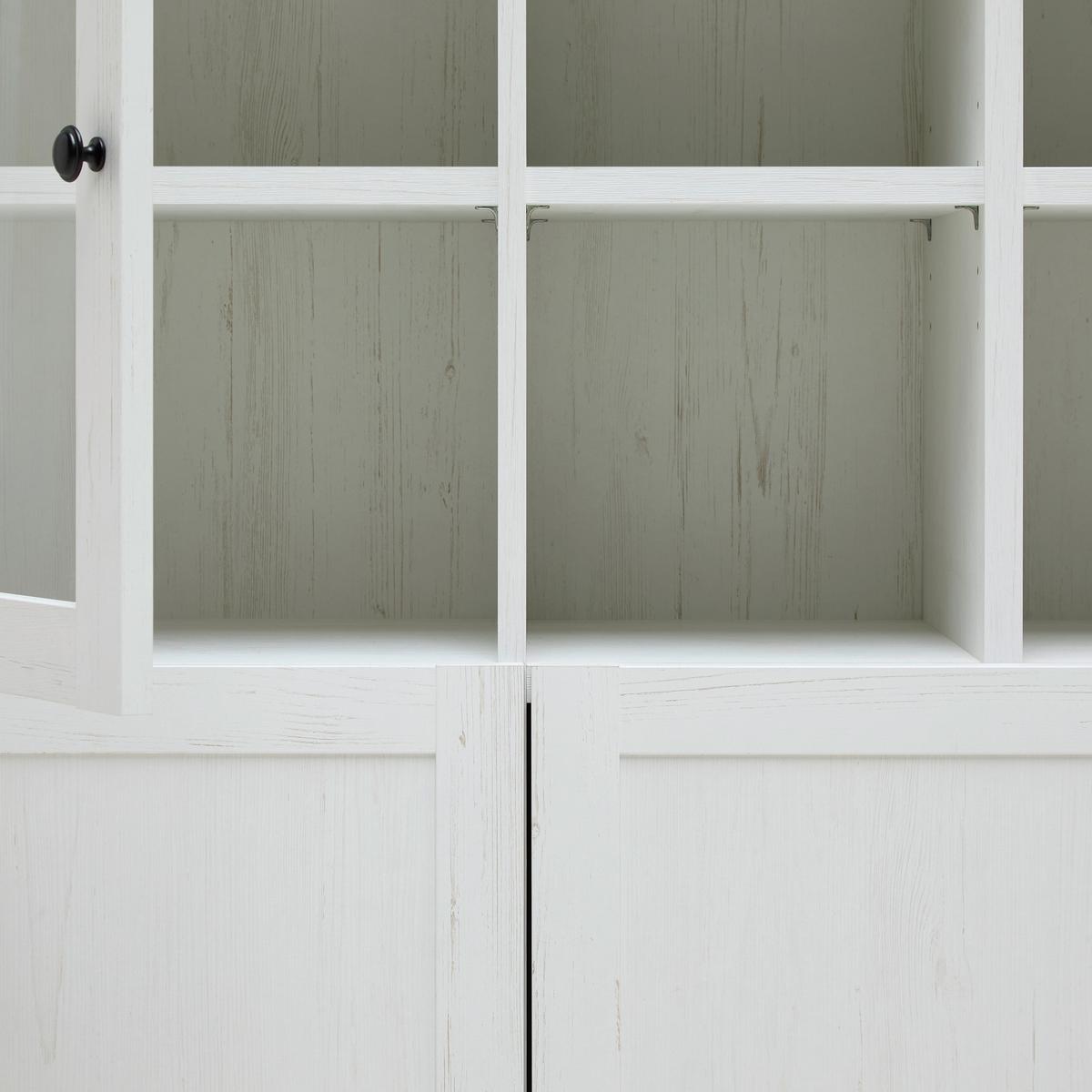 Highboard Korsika Eichefarben/Weiß - Eichefarben/Schwarz, ROMANTIK / LANDHAUS, Glas/Holzwerkstoff (105,5/140/43cm) - Mömax