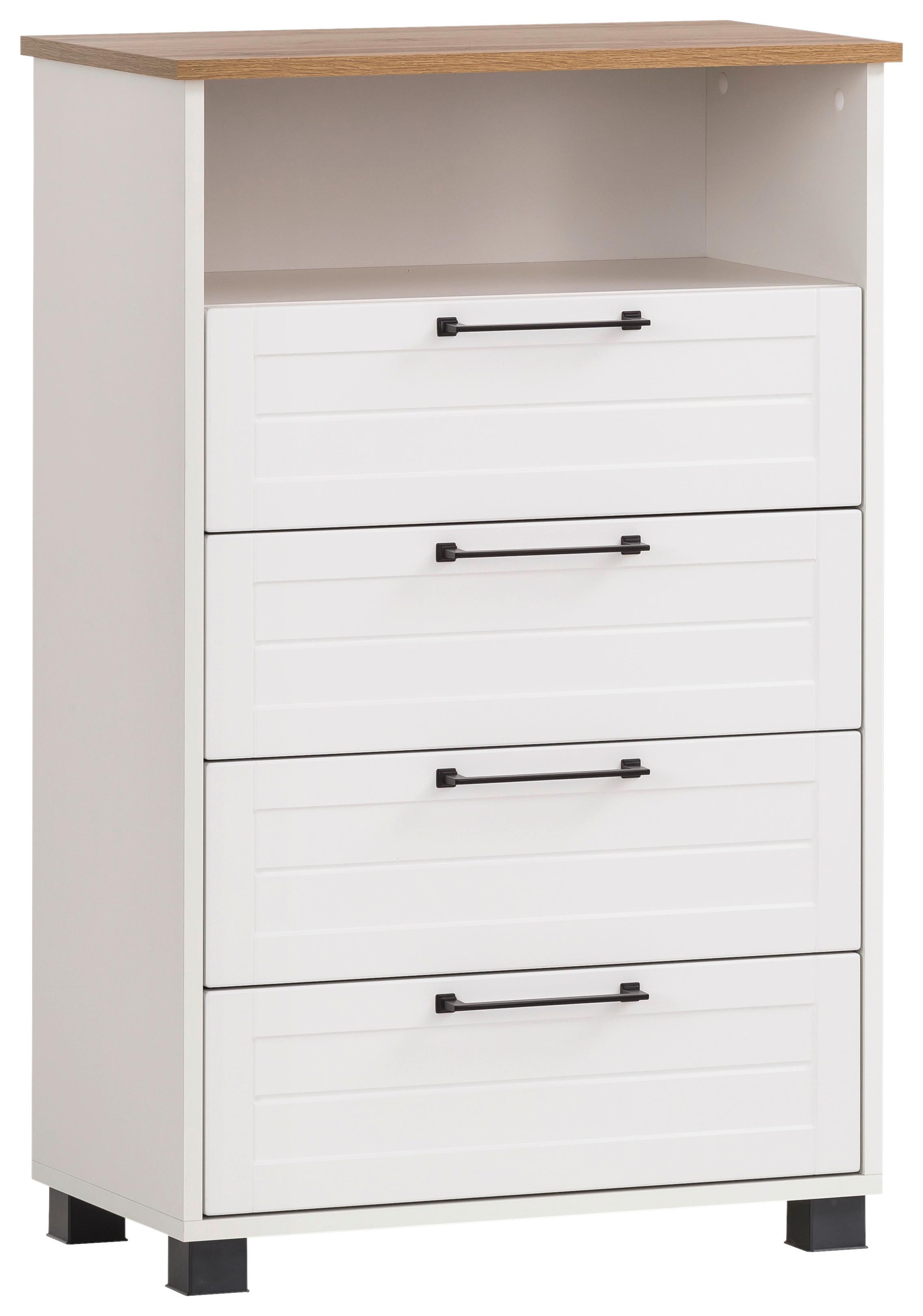 Highborad Jelda ca.62,4x102x34,1cm Weiß - Eichefarben/Schwarz, Holzwerkstoff/Kunststoff (62,4/102/34,1cm) - MID.YOU